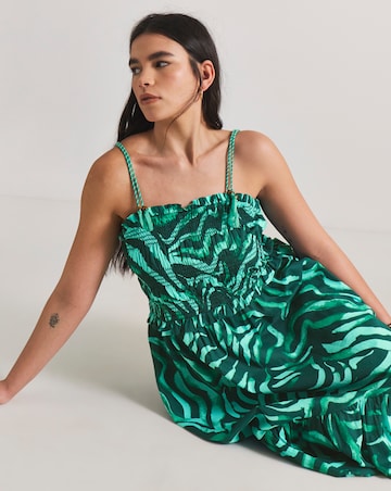 Cotton Shirred Maxi Beach Dress