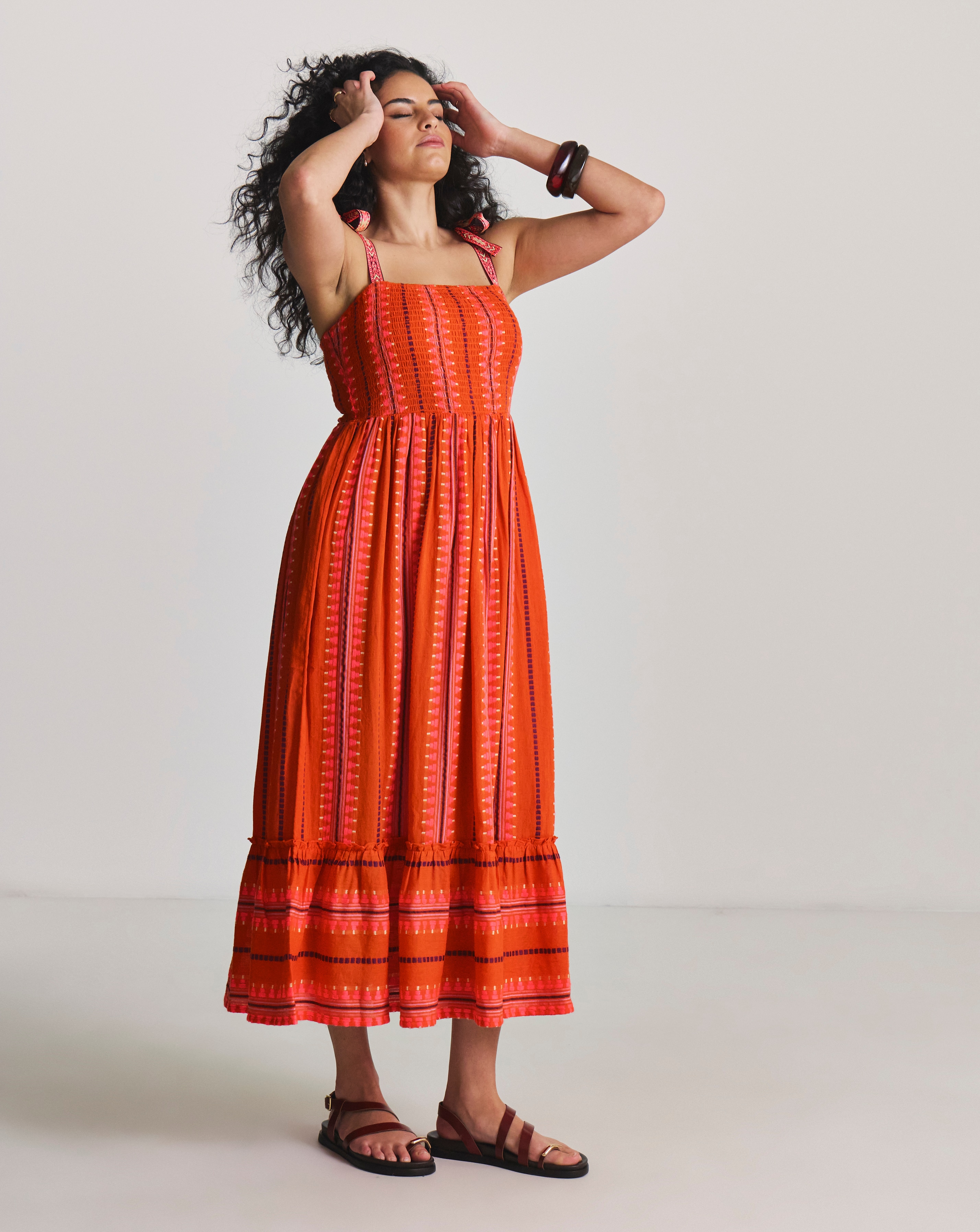 New In - Jacquard Tie Strap Beach Dress