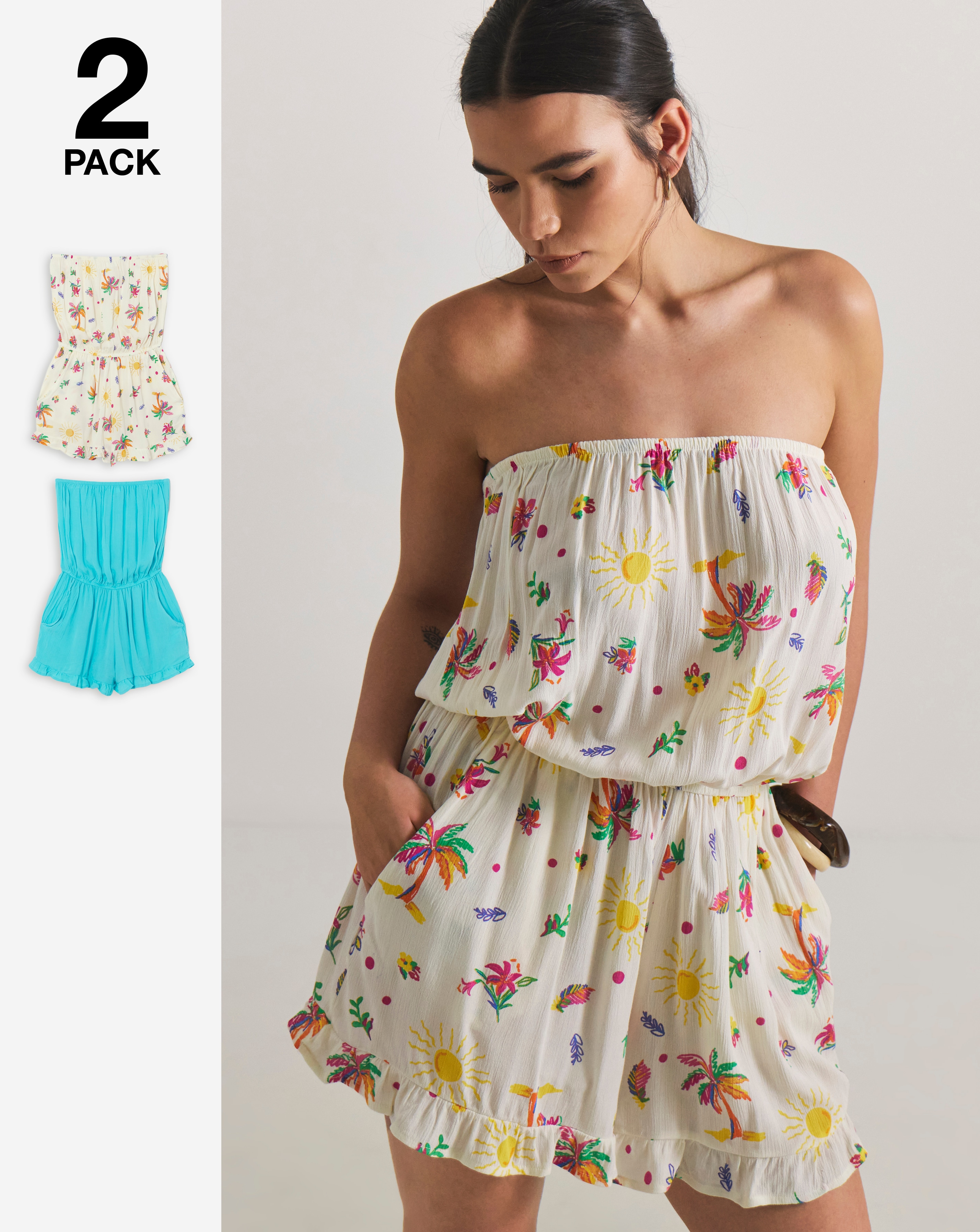 New In - 2 Pack Value Bandeau Playsuits