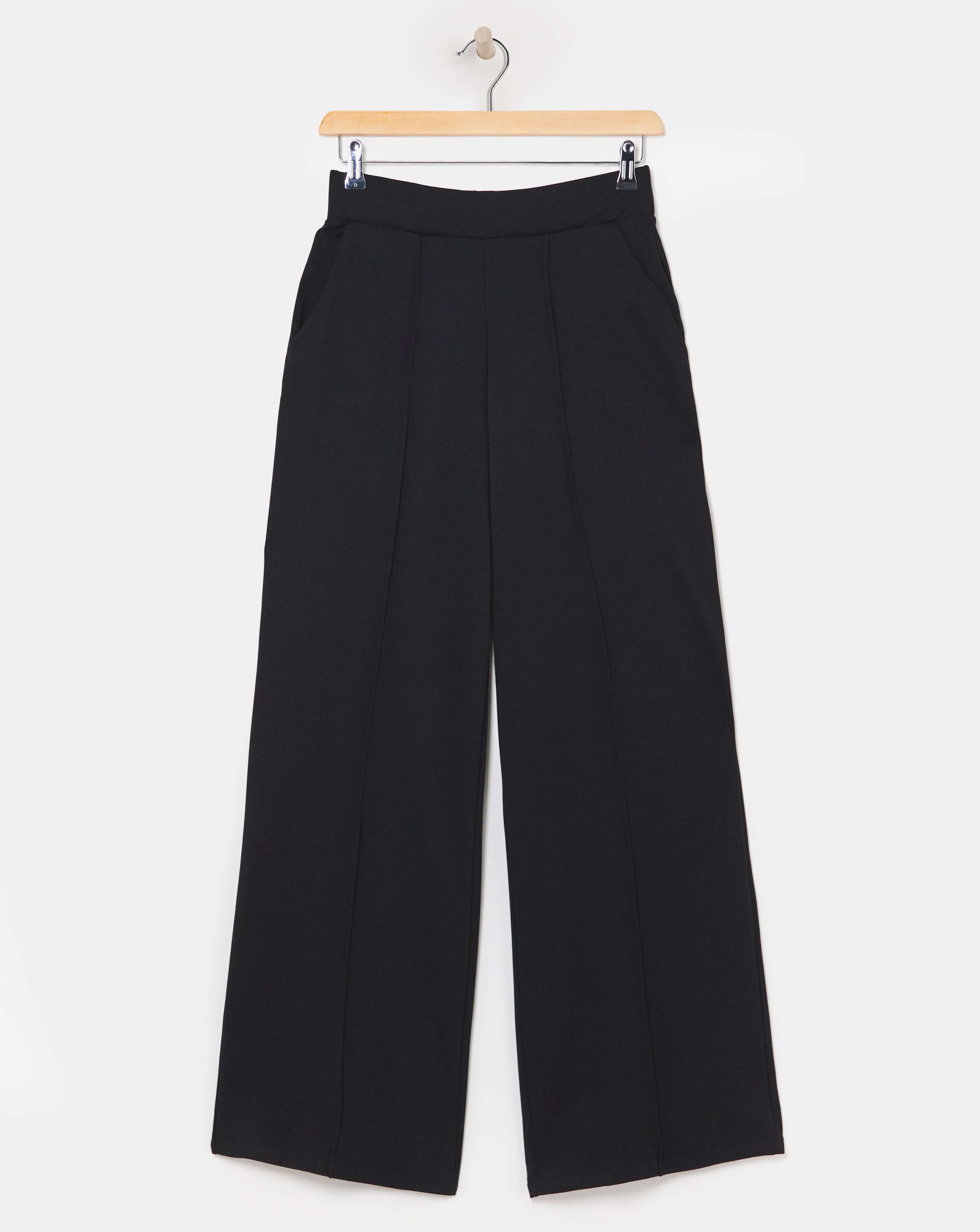 Simply Be Black Ponte Wide Leg Trousers