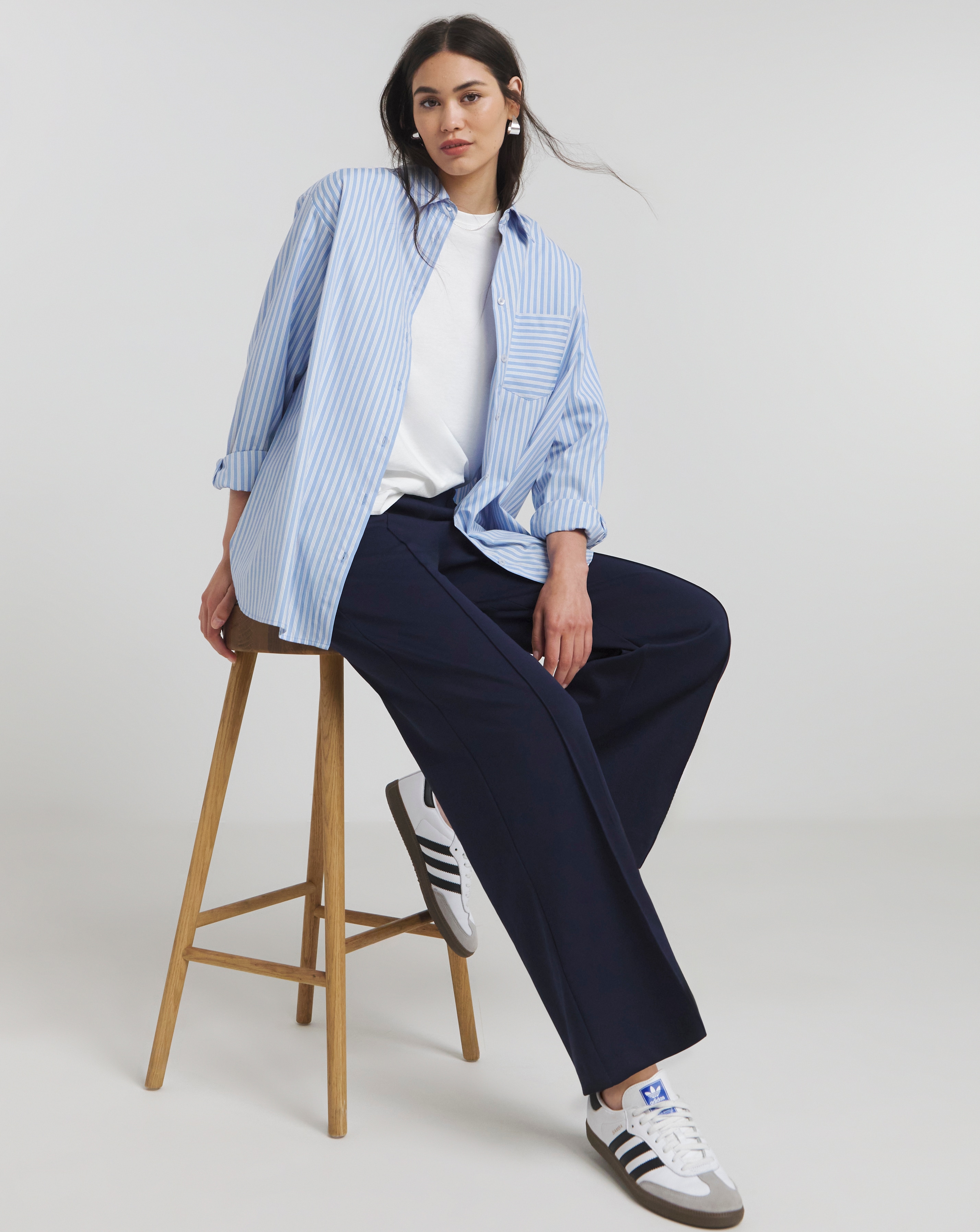 Navy Ponte Wide Leg Trouser