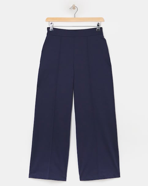 Navy Ponte Wide Leg Trouser