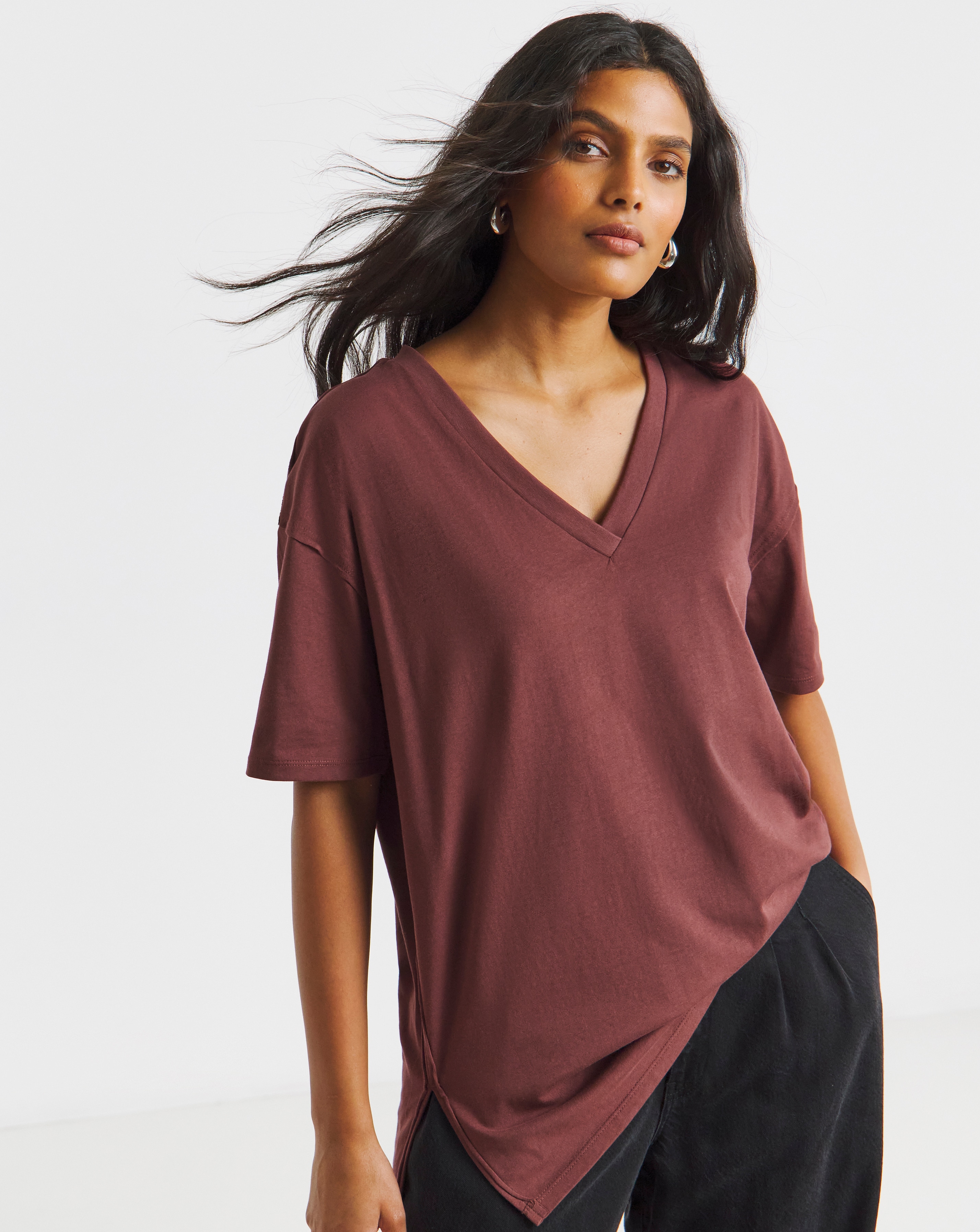 Oversized Slouchy V Neck T-Shirt