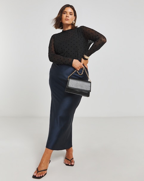 Spot Print High Neck Burn Out Top