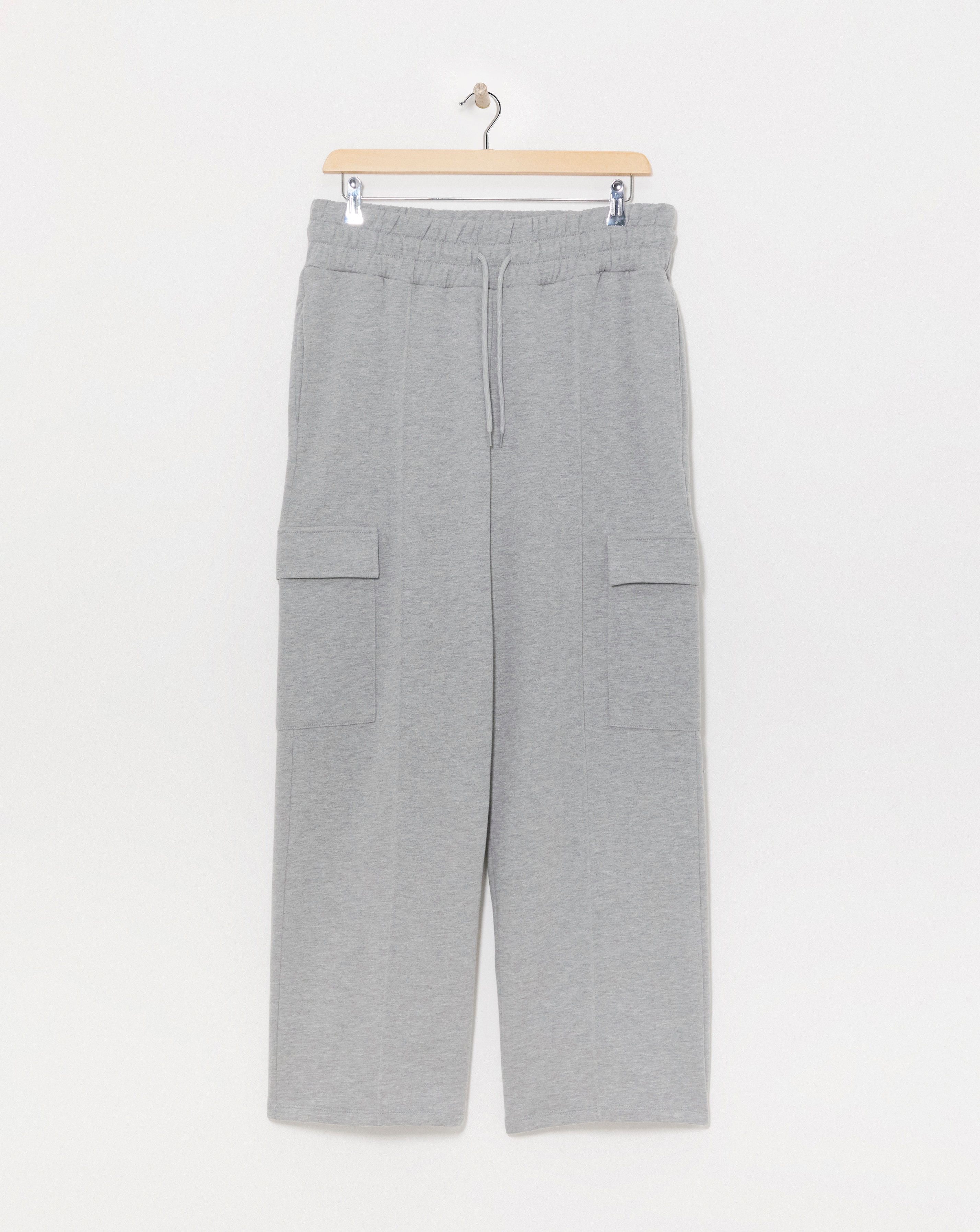 Grey Marl Wide Leg Cargo Joggers