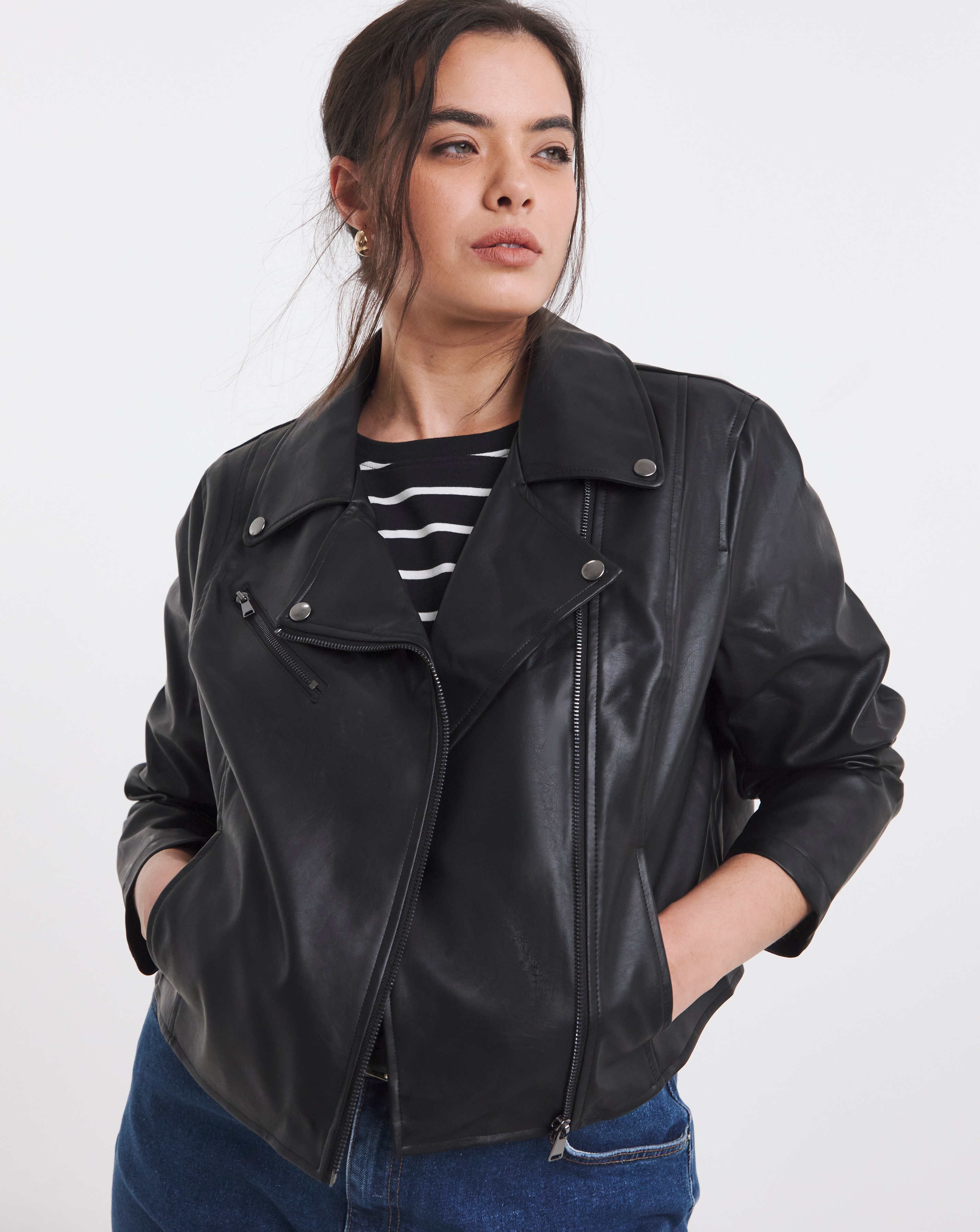 Black Faux Leather Essential Jacket