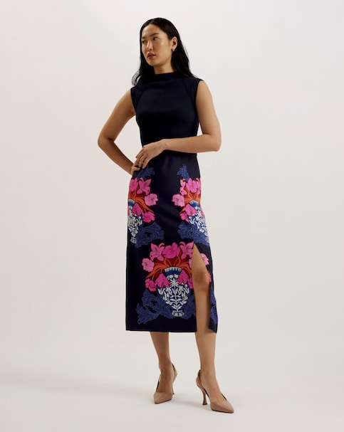 Ted Baker Valais Printed Dress - Dark Blue