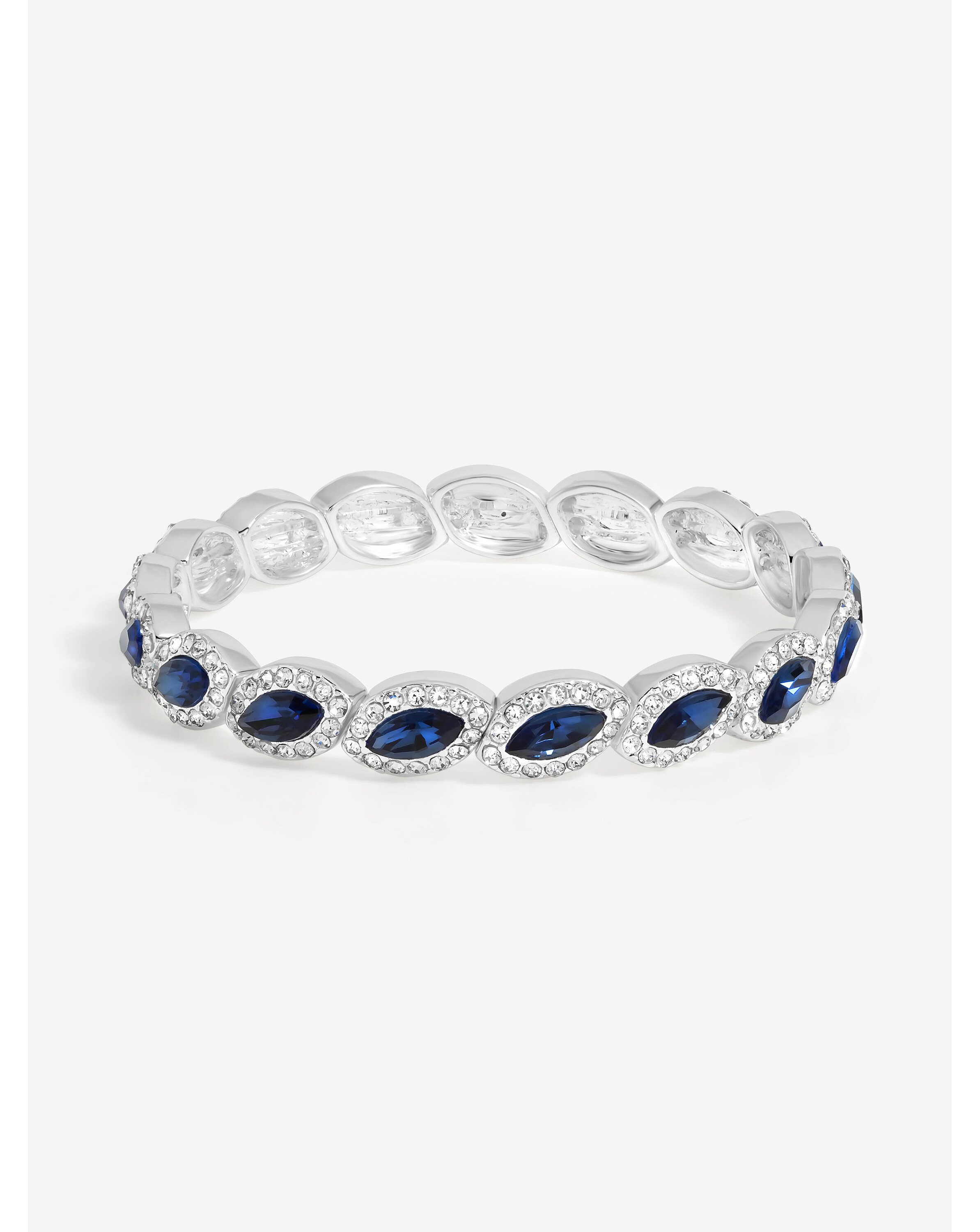 Jon Richard Silver Plated Blue Crystal Navette Stretch Bracelet
