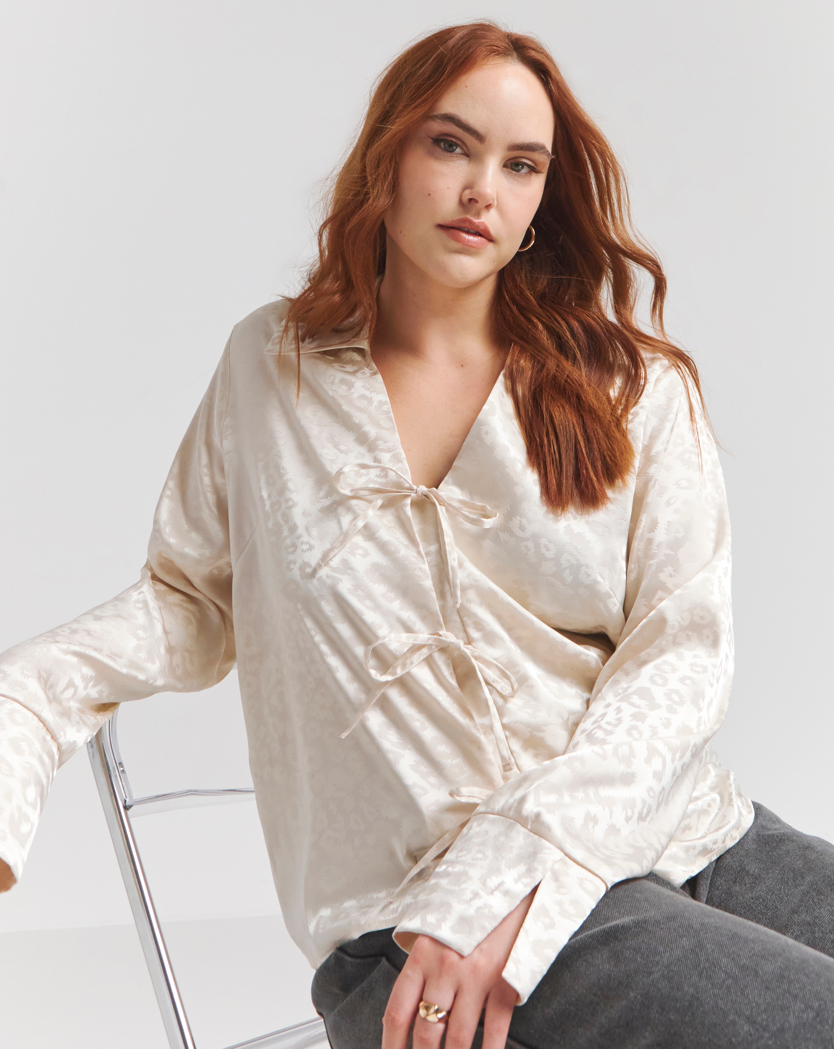 Flounce London Leopard Jacquard Blouse