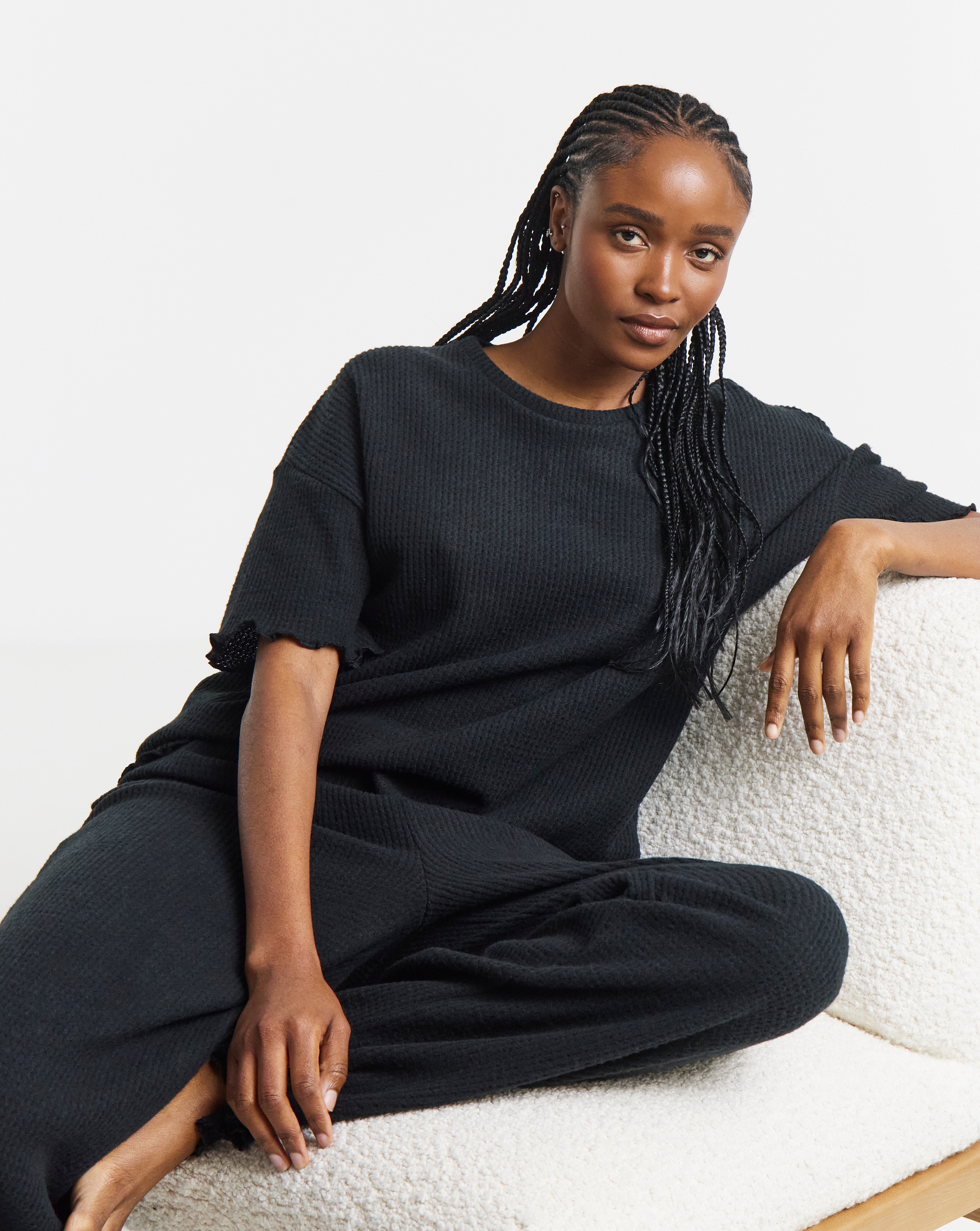 Black Brushed Waffle Lounge Set