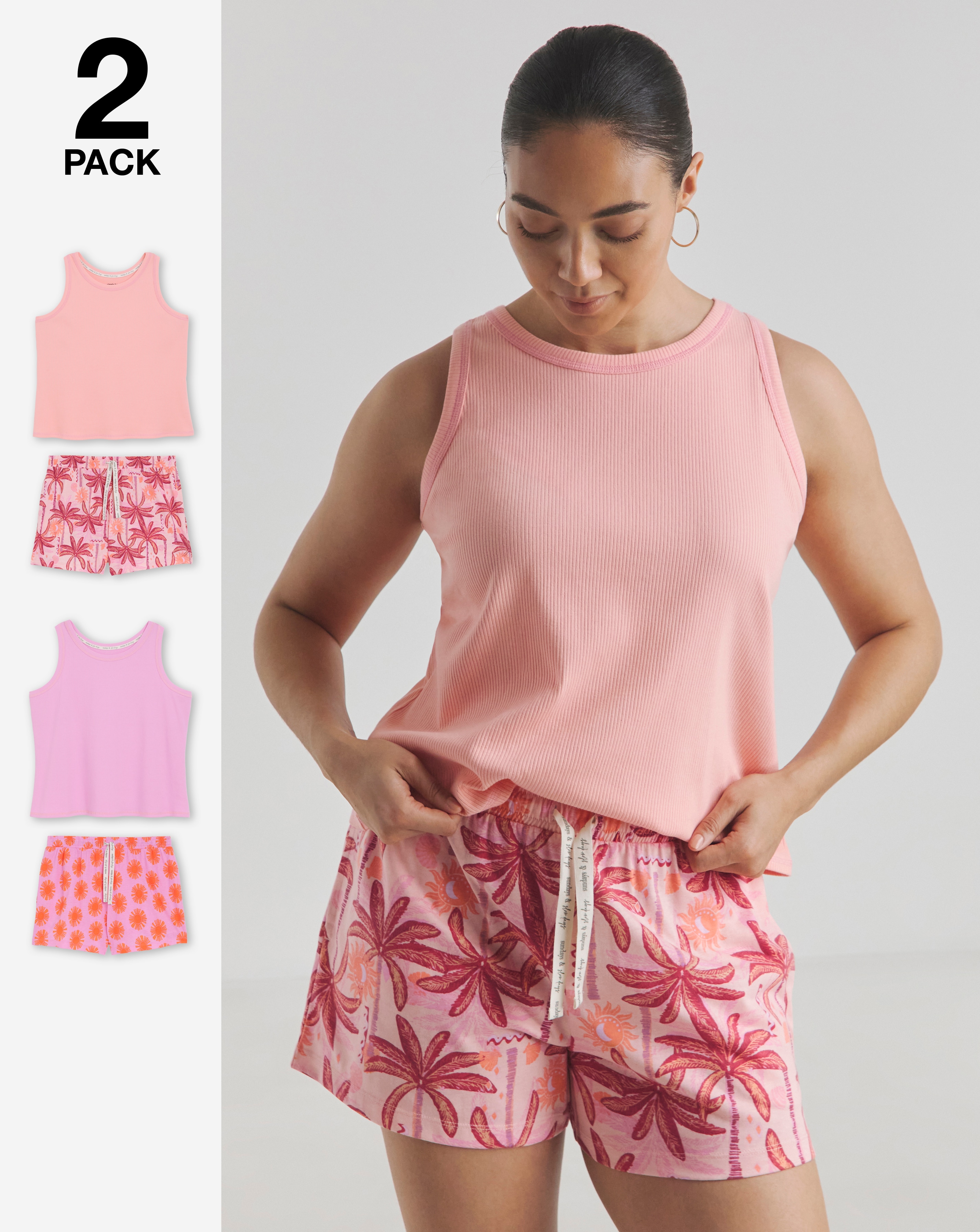 Sun Print 2 Pack Racer Vest Shortie Set