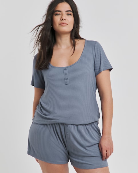 Brushed Modal Ribbed Shortie Set