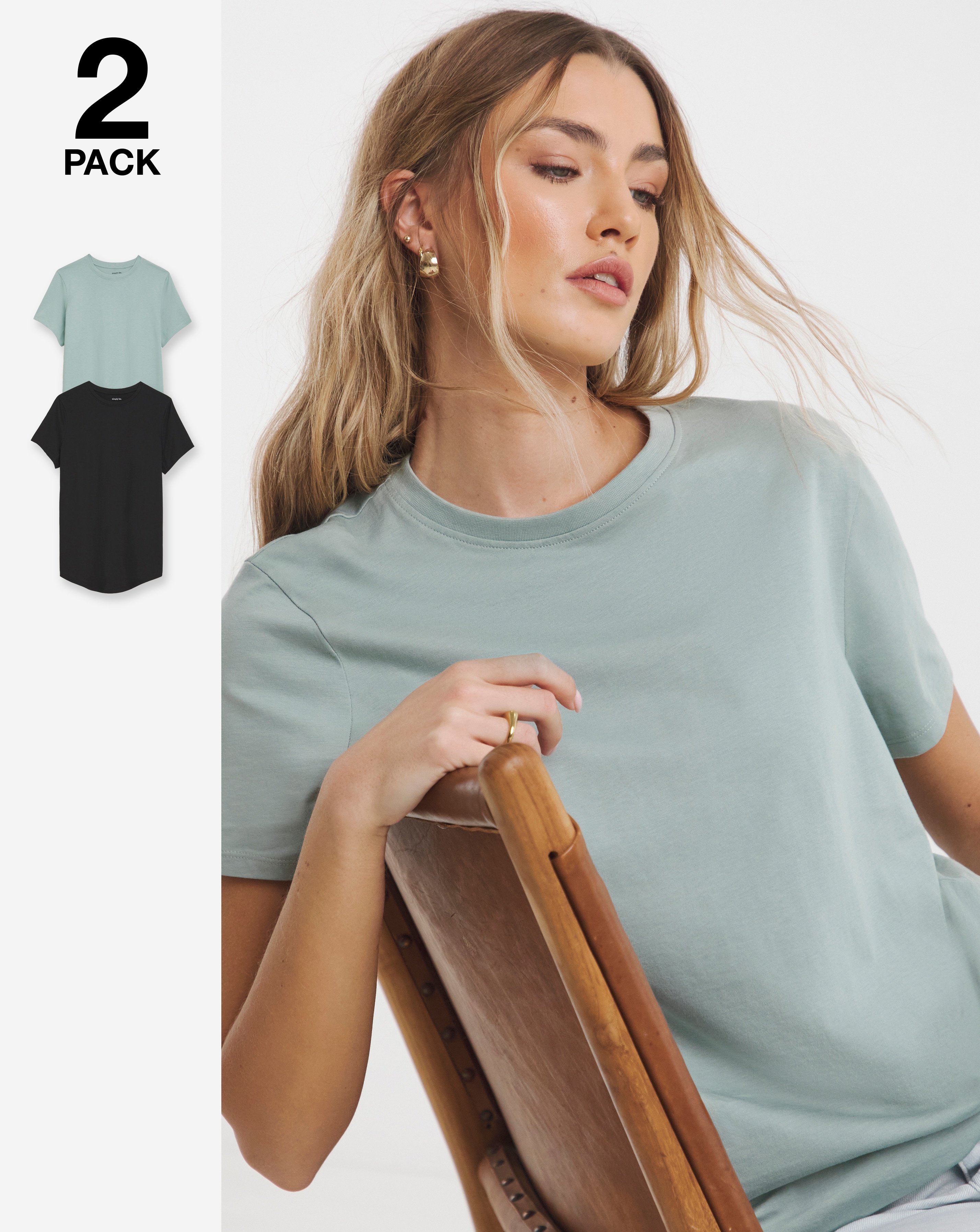 SBE 2 Pack Curved Hem Longline T-Shirts