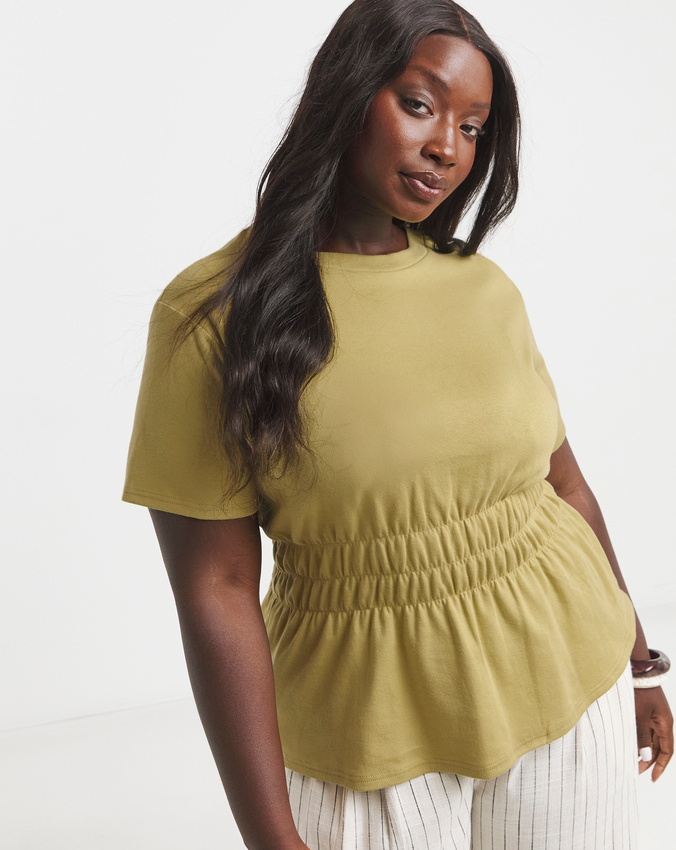 Simply Be Shirred Waist T-Shirt