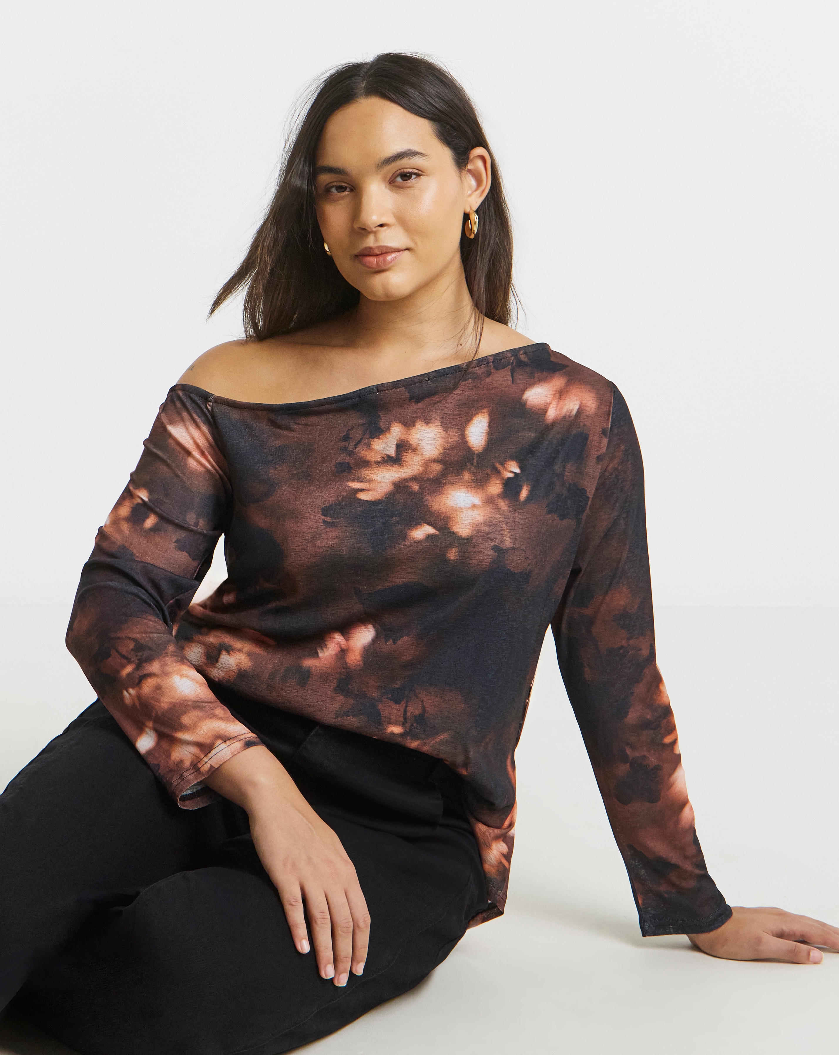 Asymmetric Shoulder Mesh Top