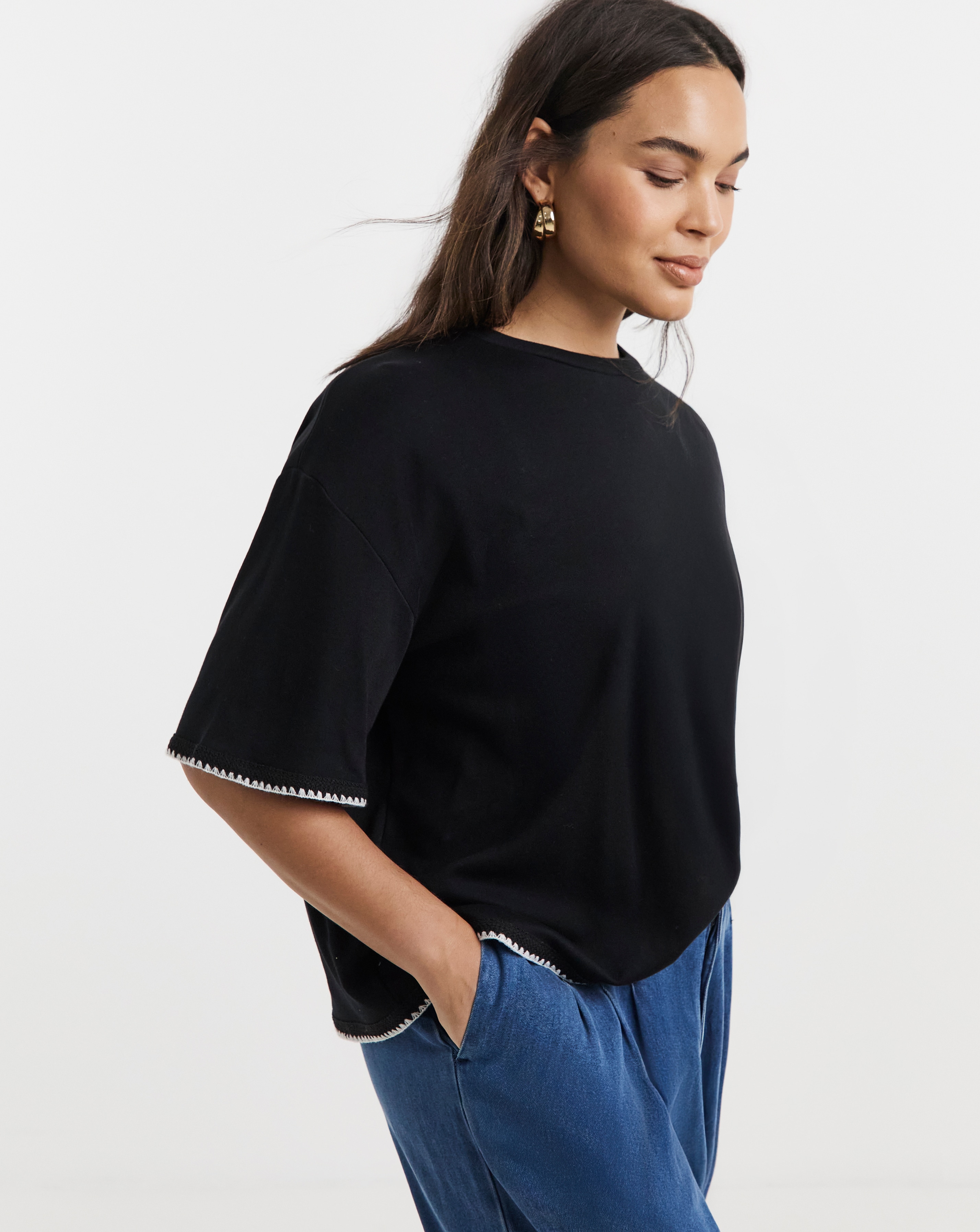 Whipstitch Detail T-Shirt