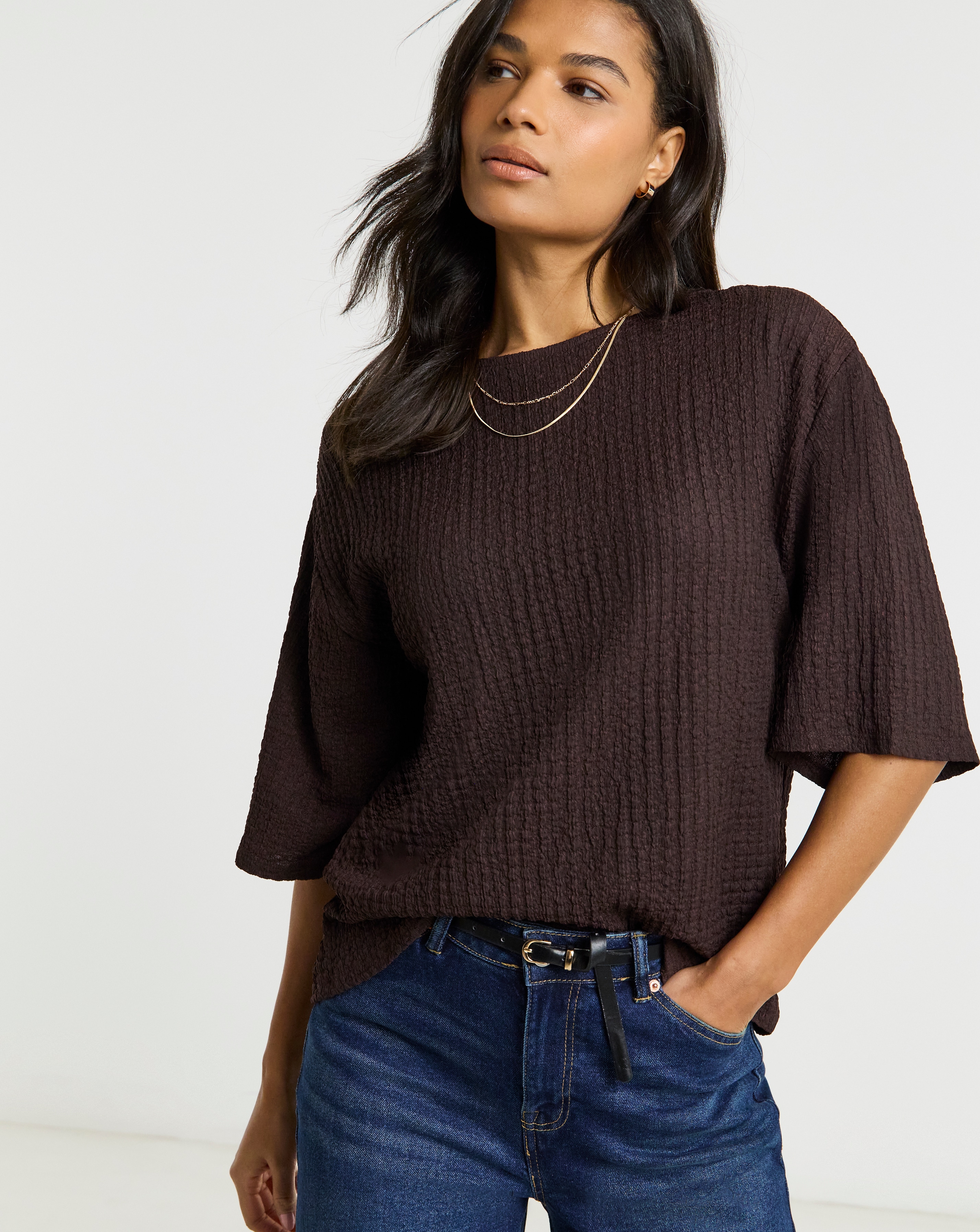 New In - Waffle Jersey Kimono Sleeve T-Shirt