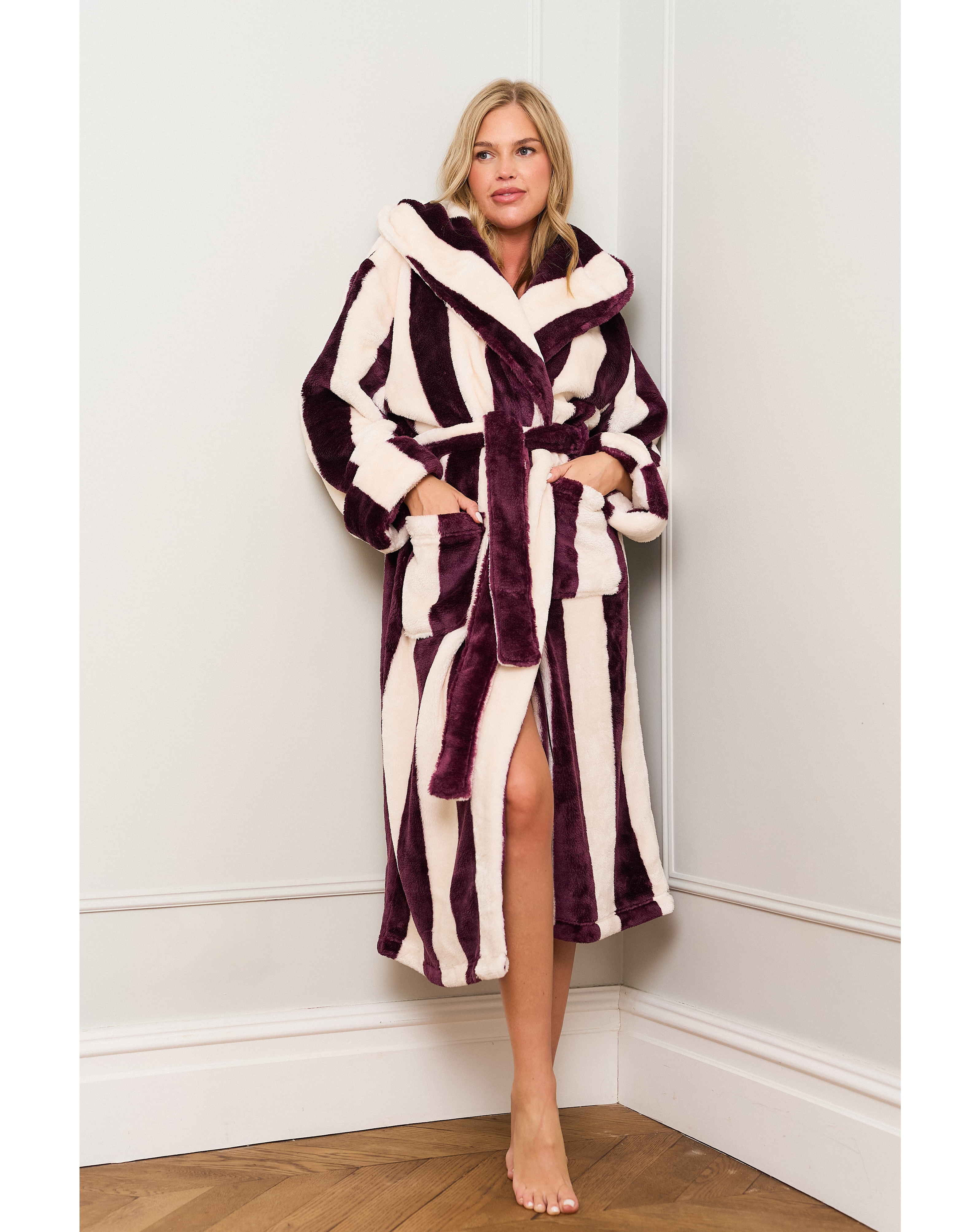 New In - Burgundy Stripe Robe