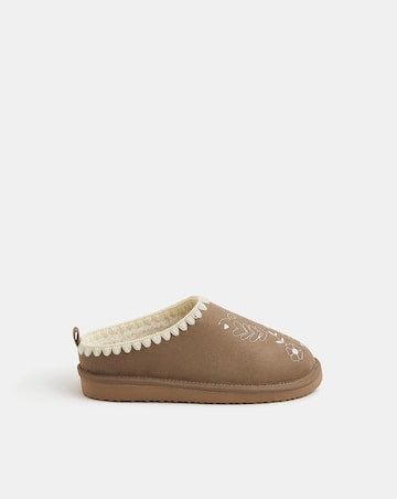Accessorize Heart Embroidered Mule Slippers