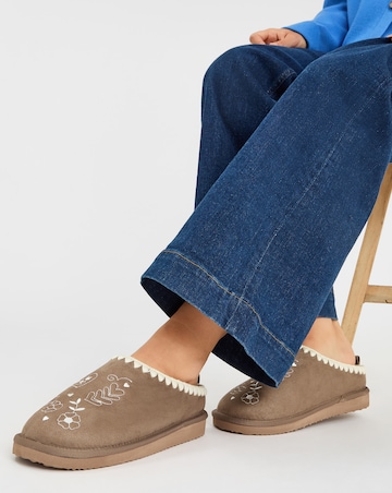 Accessorize Heart Embroidered Mule Slippers
