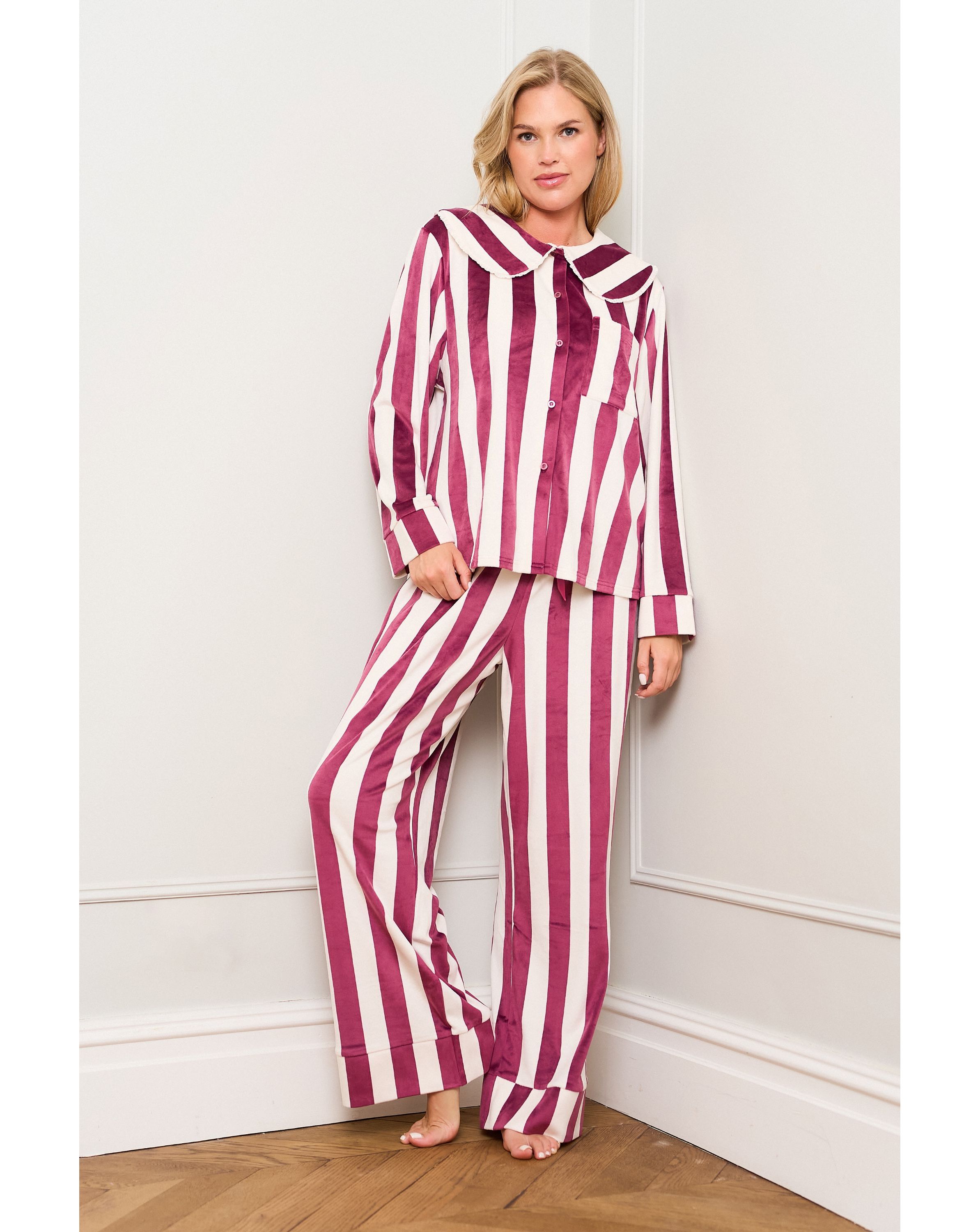 New In - JimJamTheLabel Burgundy Stripe Pyjamas