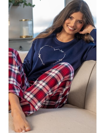 Pour Moi Pour Moi Logo Sweatshirt Cosy Check Pyjama Set