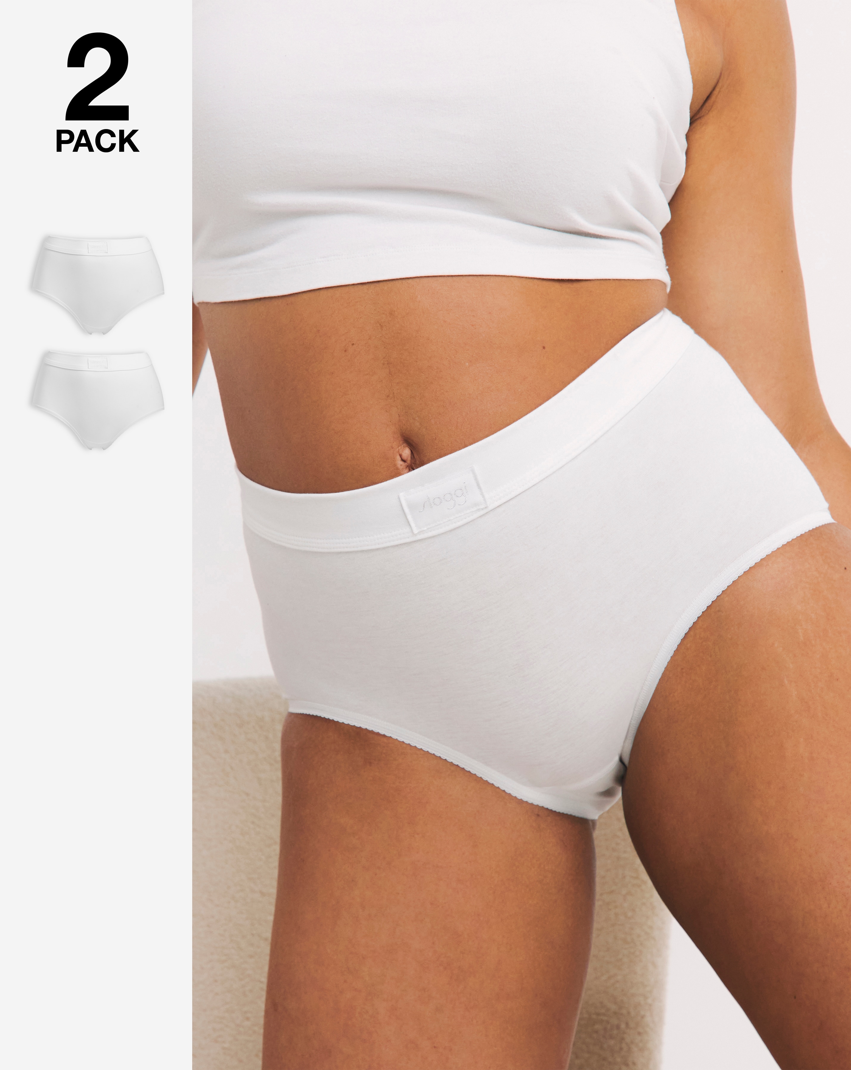 sloggi Sloggi 2Pk Double Comfort Maxi Brief In White | UK Size 10 Women's
