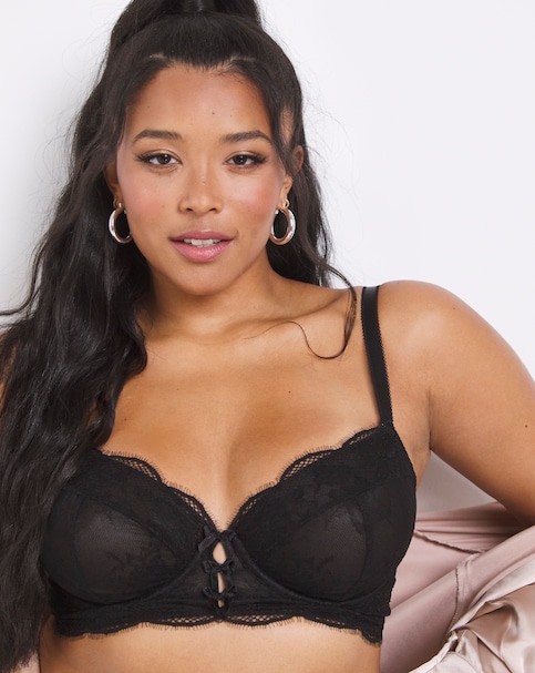 Boux Avenue Maie Lace Longline Bra In Black | UK Size 34D Women's