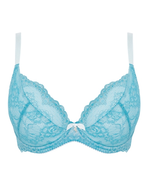 Gossard Superboost Lace Plunge Bra In Ocean blue | UK Size 36C Women's