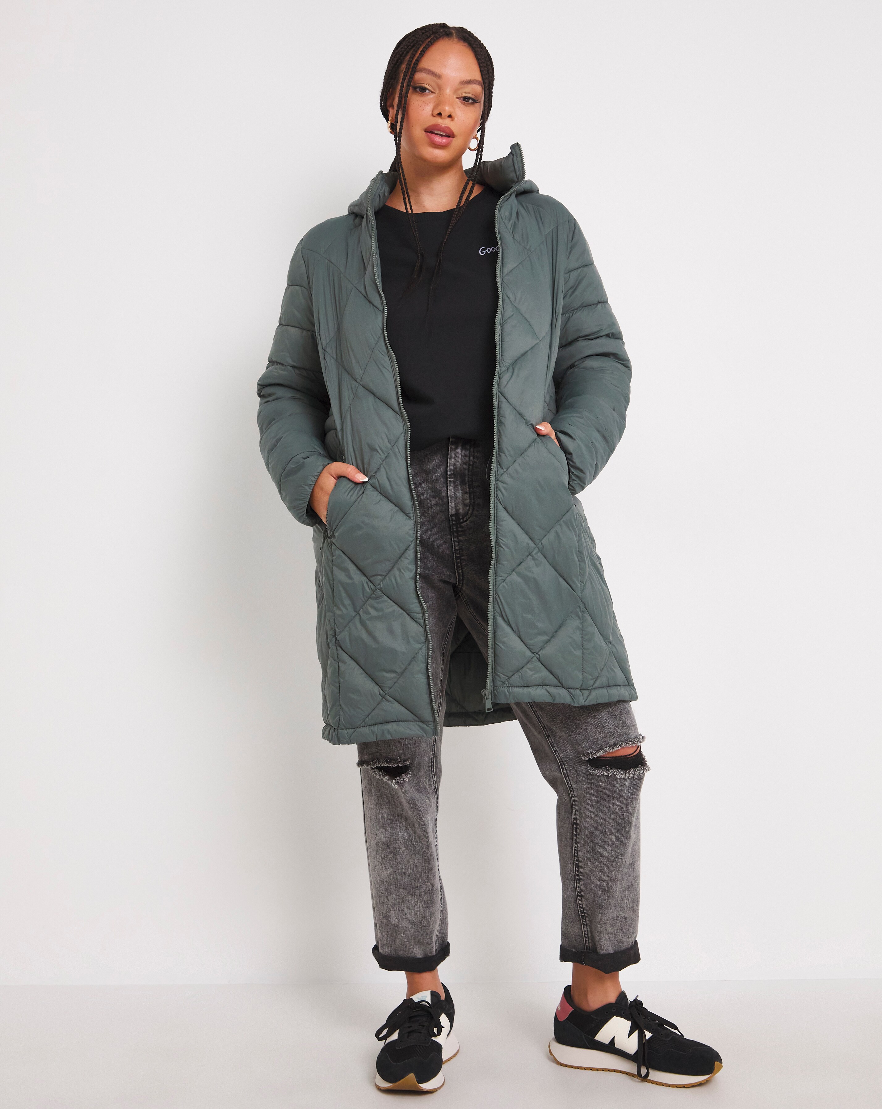 Sage longline padded puffer coat deals