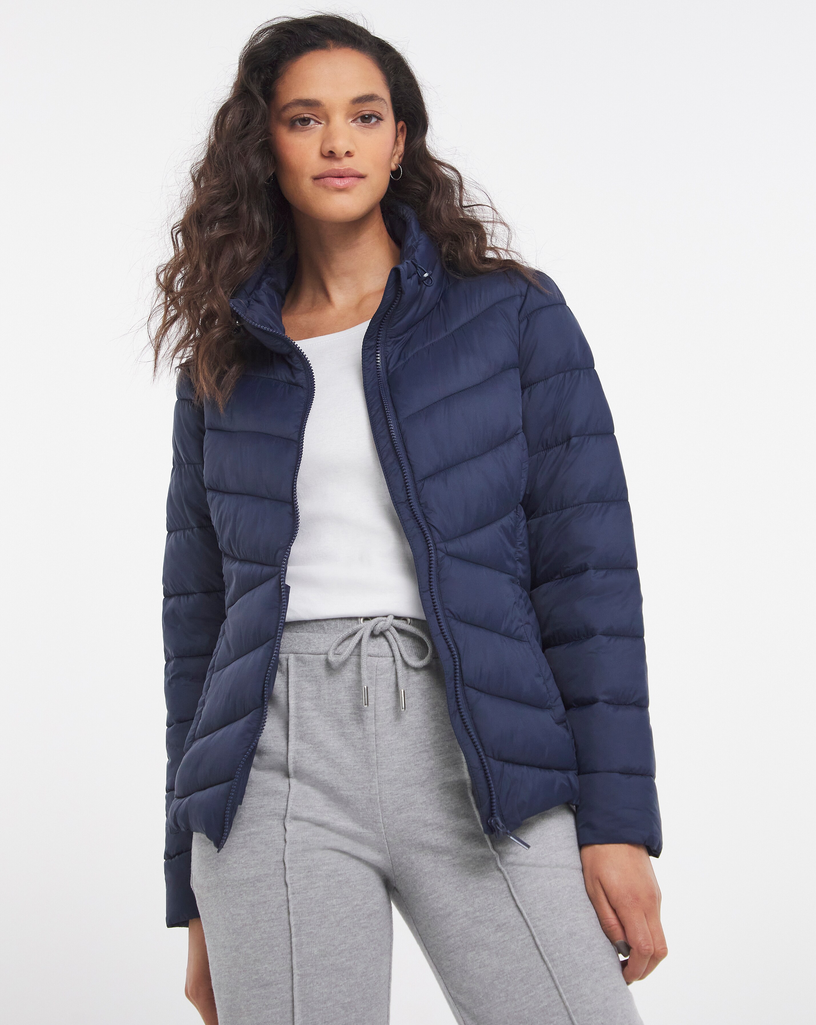 Navy Lightweight Short Puffer Jacket 
