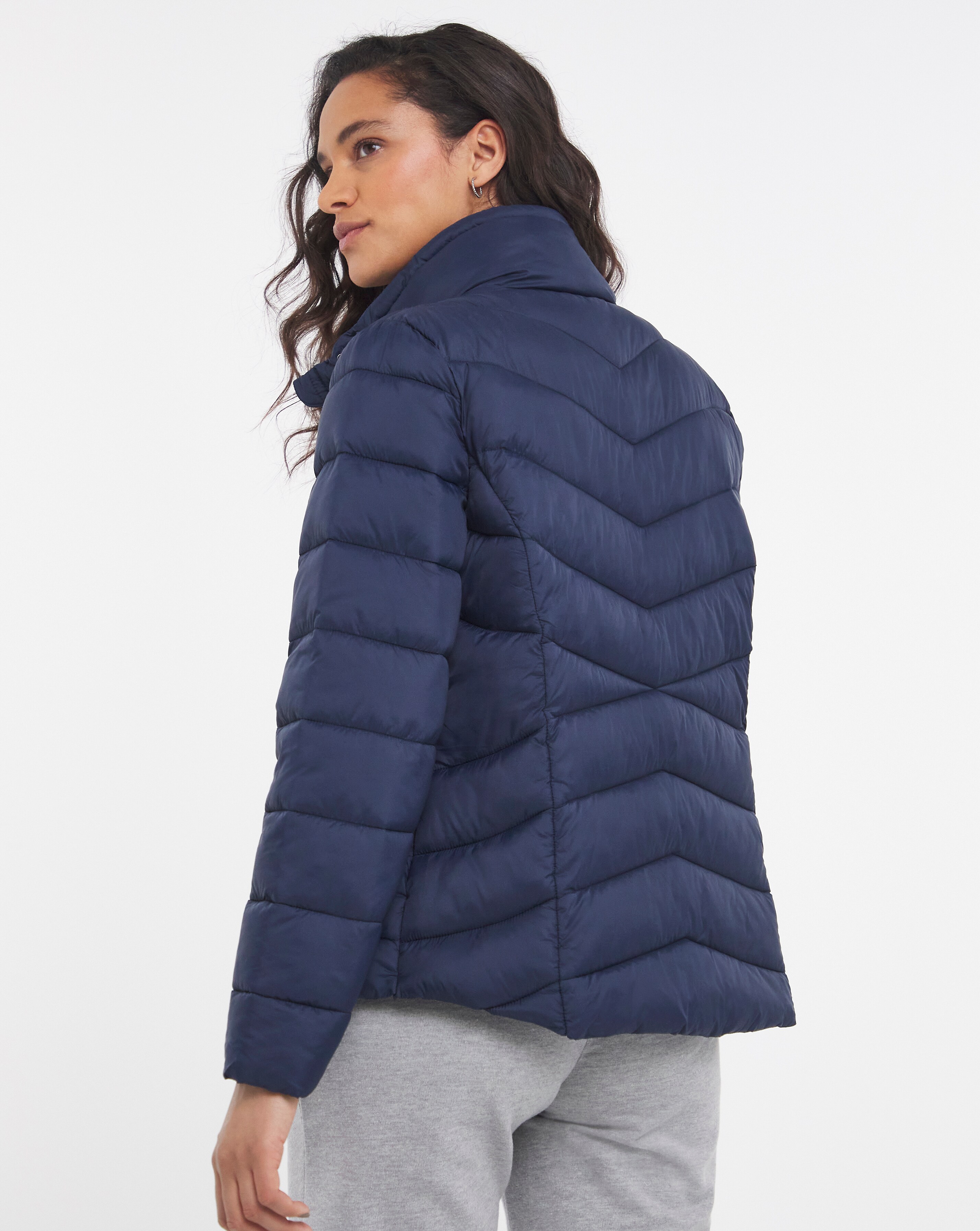 Navy Lightweight Short Puffer Jacket 