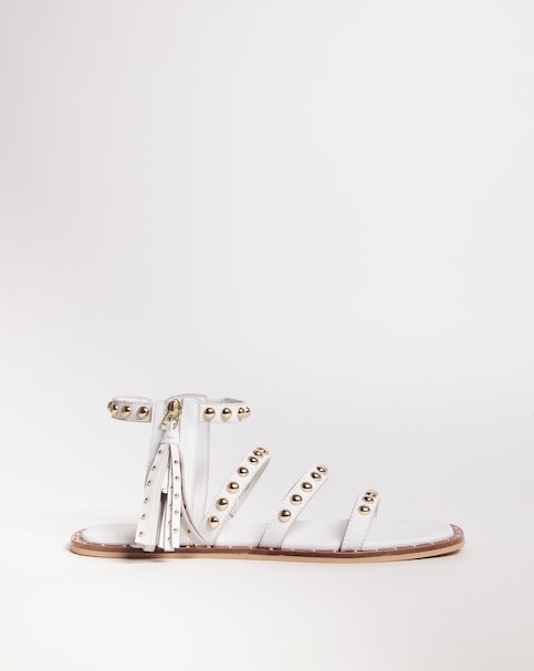 Leather Sandal with Tassle Detail - Wide Fit (E)
