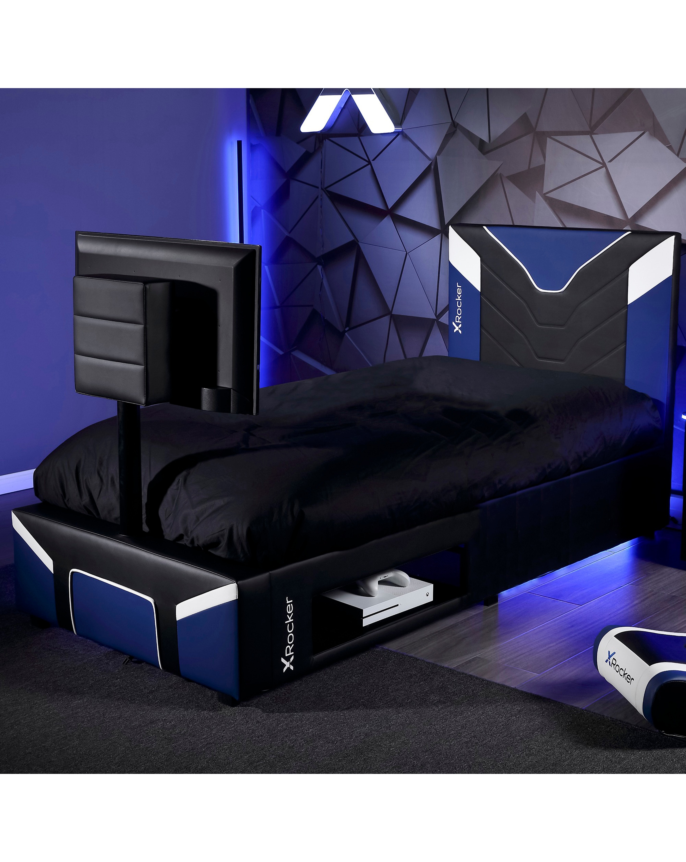 New In - X Rocker Single Twist TV Bed Blue