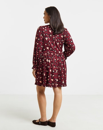 Simply Be Burgundy Heart Print Supersoft Skater Dress