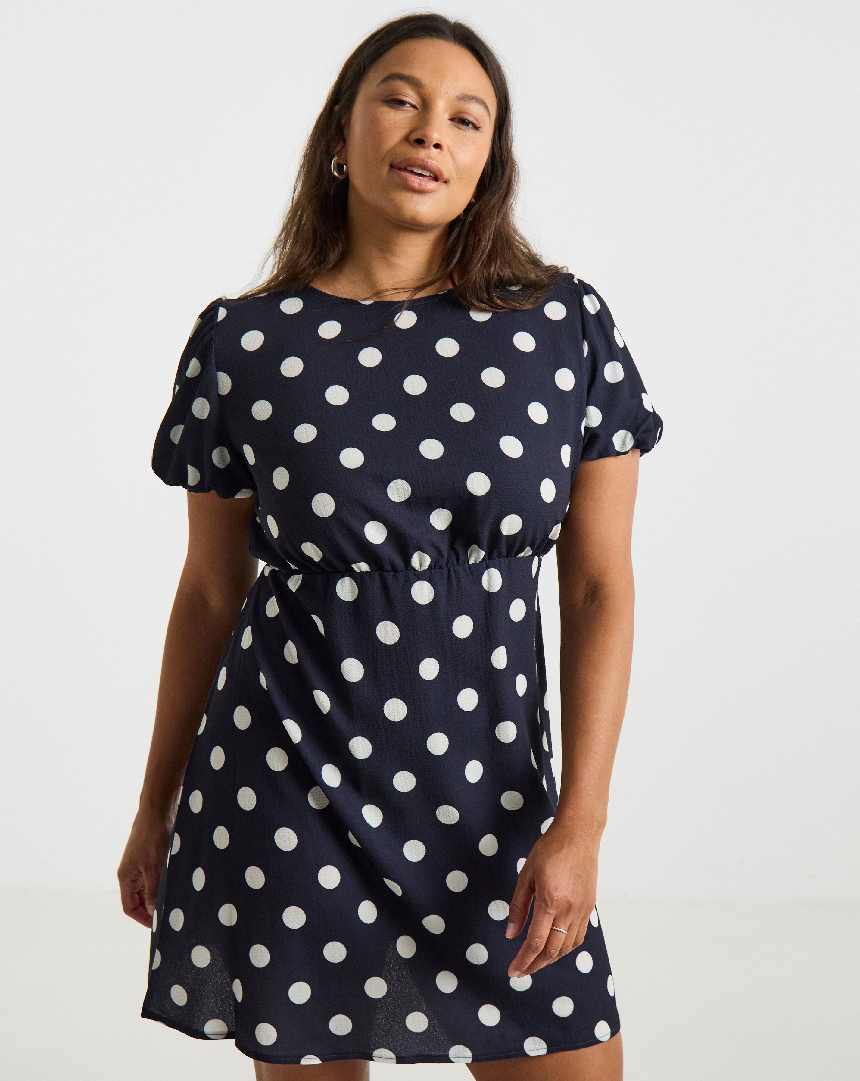 Simply Be Navy Spot Mini Dress