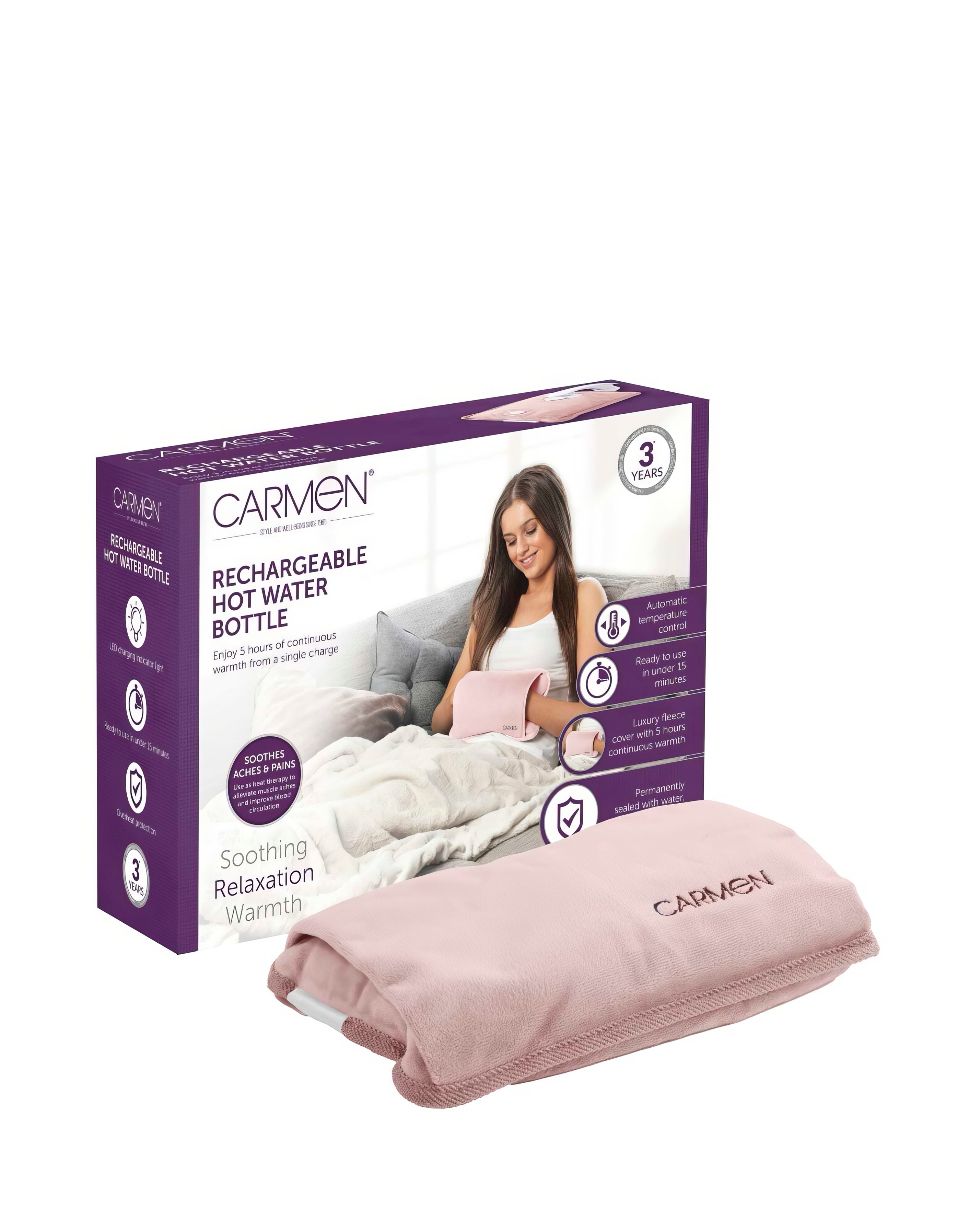 New In - Carmen Spa Rechargeable Hot Water- Pink