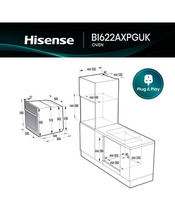 Hisense BI622AXPGUK Hi2 Built In Electric Plug & Play Oven - Stainless Steel