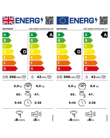 Hotpoint HBD 8680G ANTISTAIN UK 8+6kg- Dark Grey