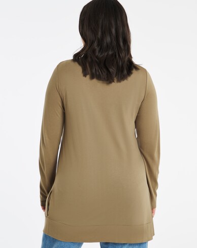 Khaki Boyfriend Cardigan