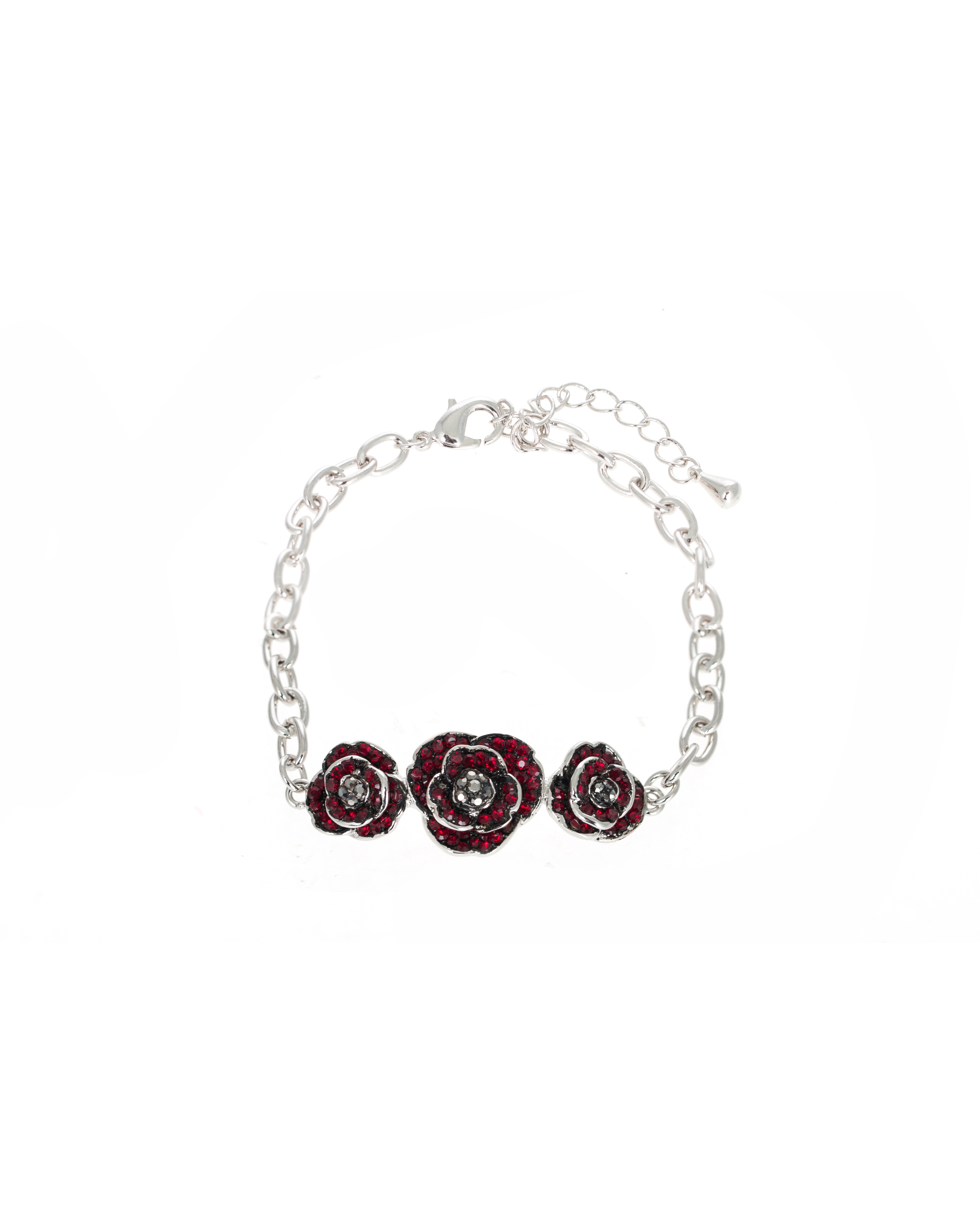 Rhodium plated crystal Poppy bracelet - Gift For Her