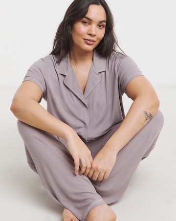 Modal Rib Button Through Pyjama Set