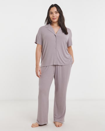 Modal Rib Button Through Pyjama Set