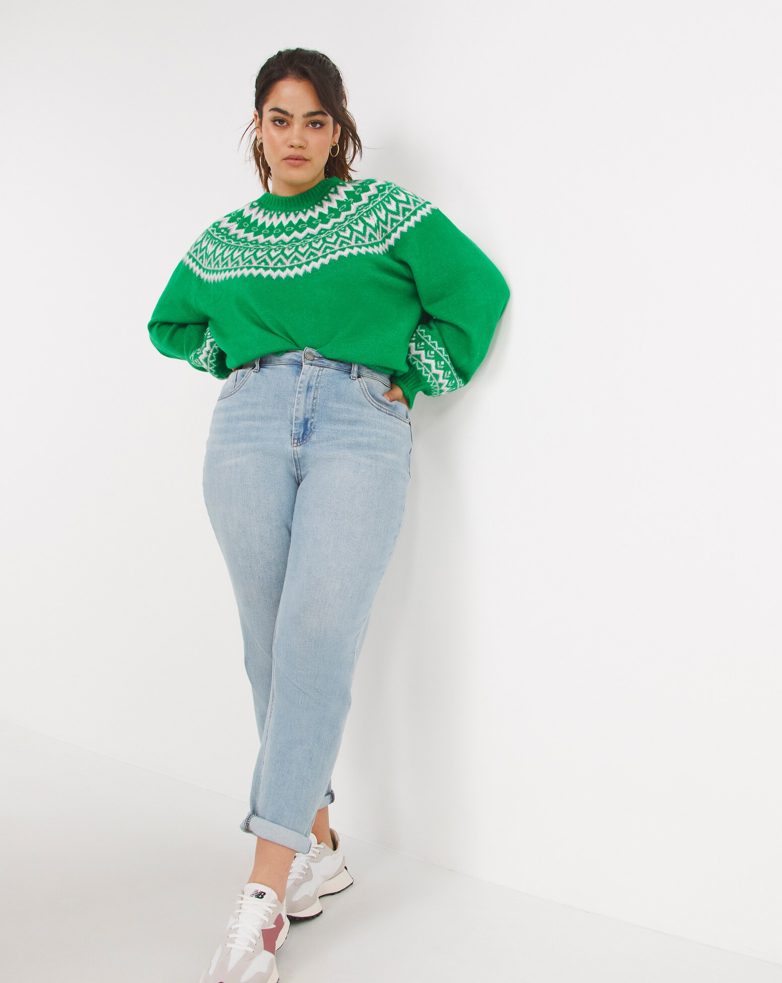 Green & Pink Colour Pop Fairisle Jumper