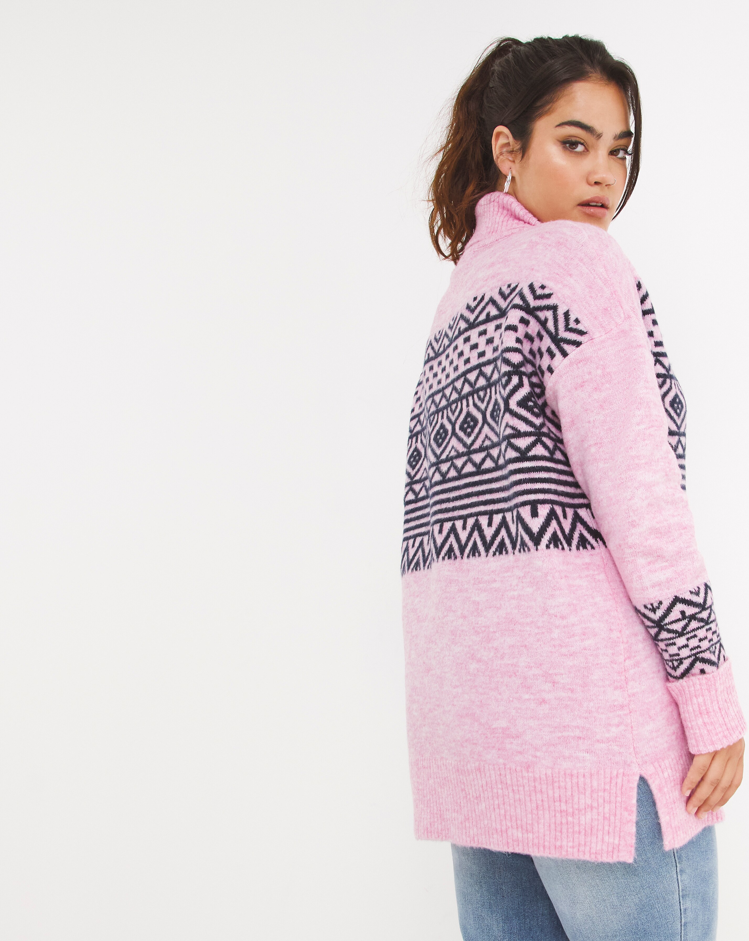 Oasis pink on sale fairisle jumper