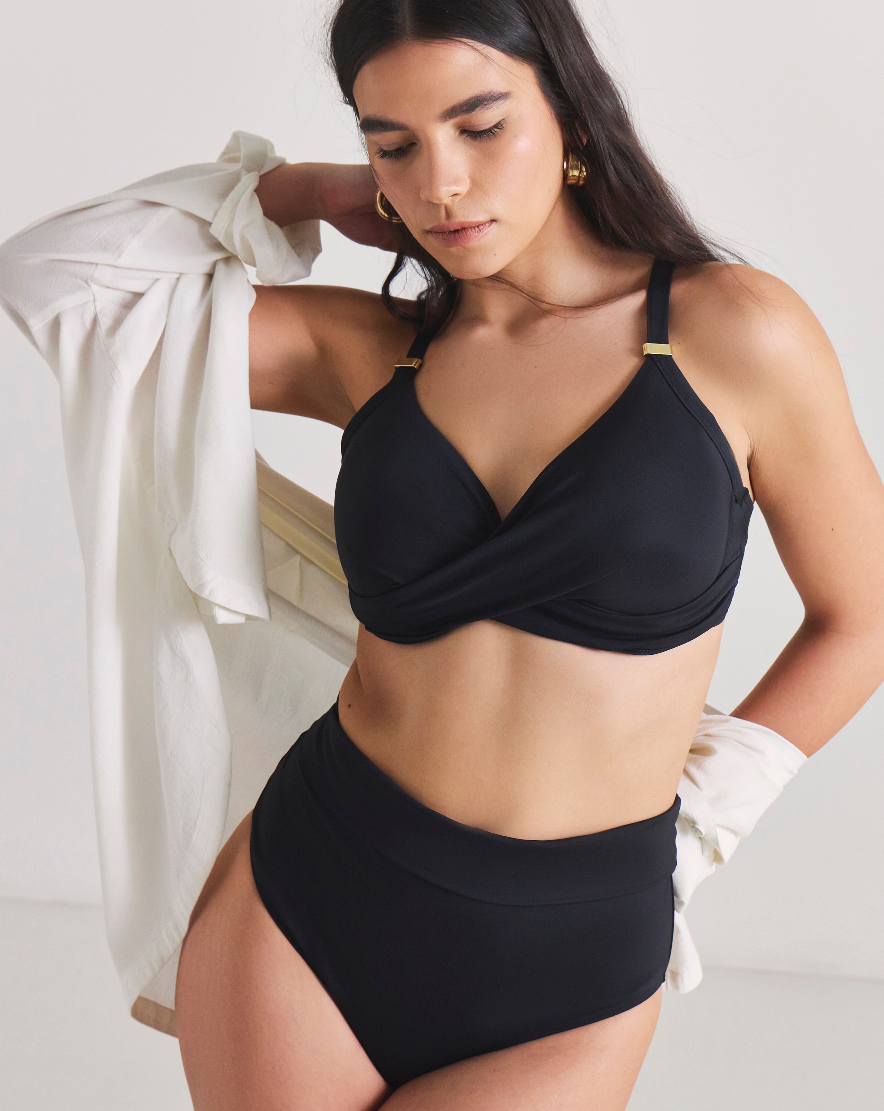 MAGISCULPT FoldOver Black Bikini Bottoms - Black - Size 10 - Women's