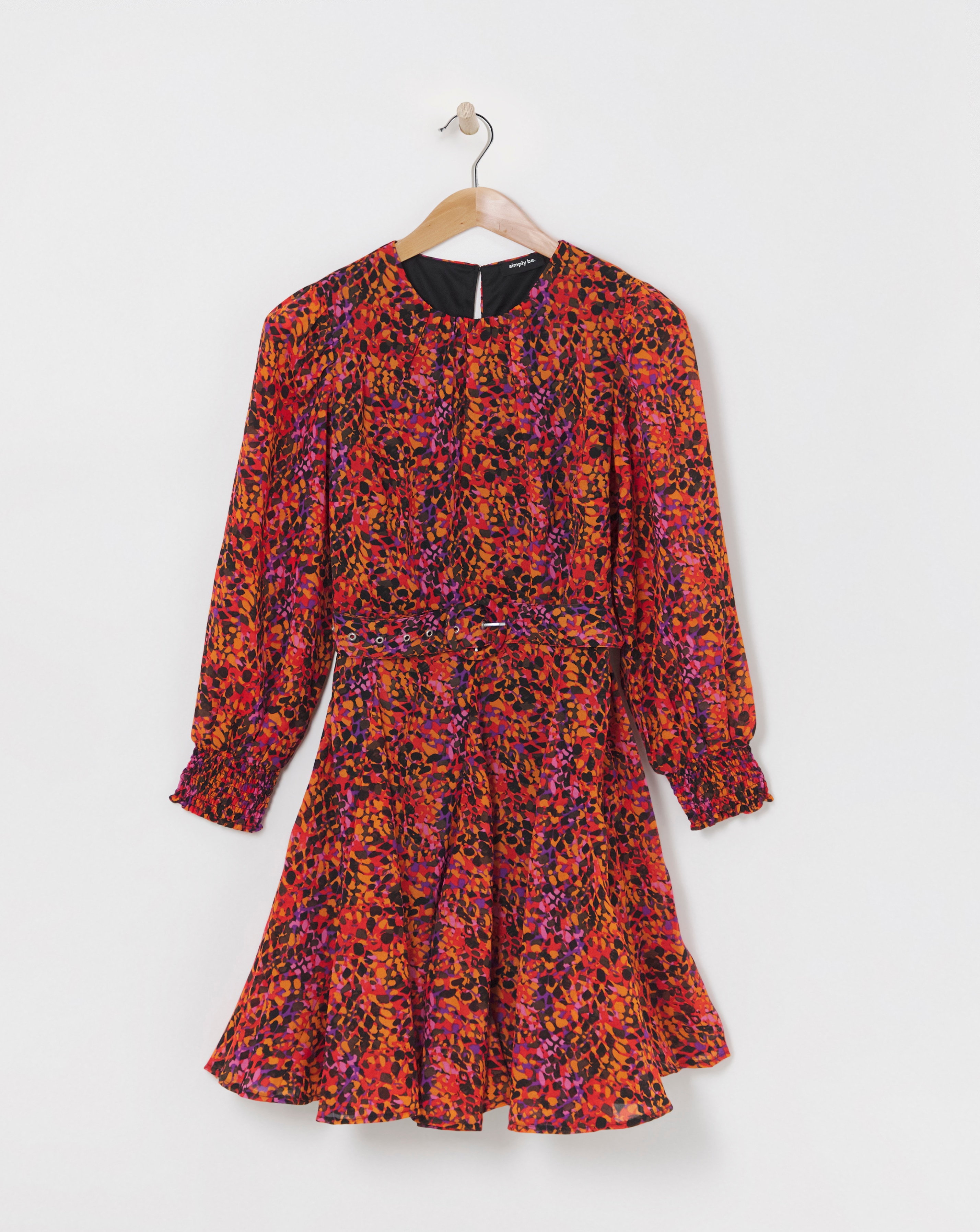 Simply Be - Women's Georgette Belted Skater - Size 10 - Black multi