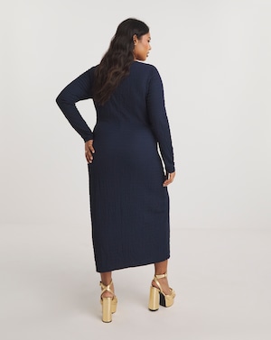 Ruched Textured Jersey Midi Dress - Image 2