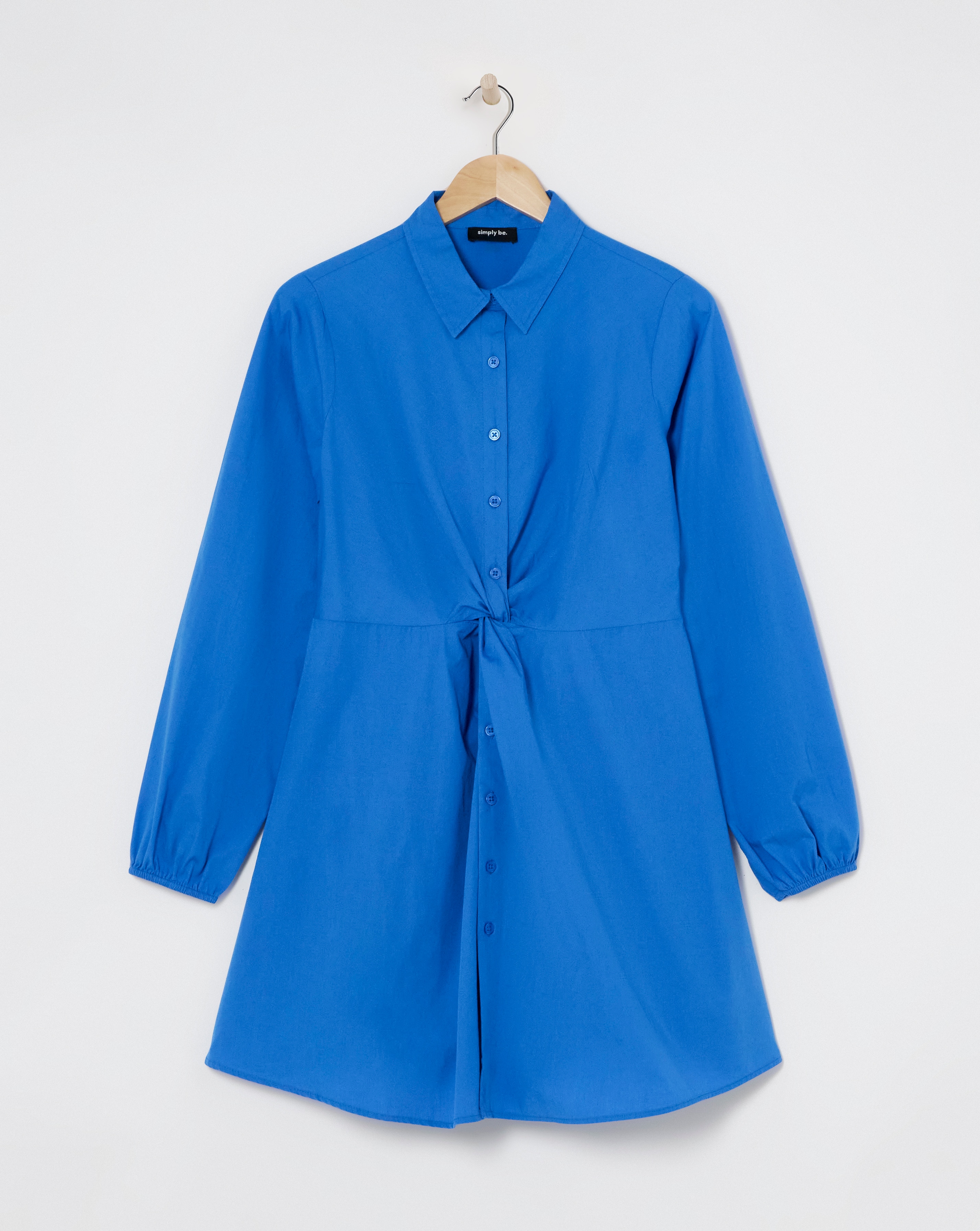 Simply Be - Women's Blue Twist Front Cotton Shirt Dress - Size 10 - Blue
