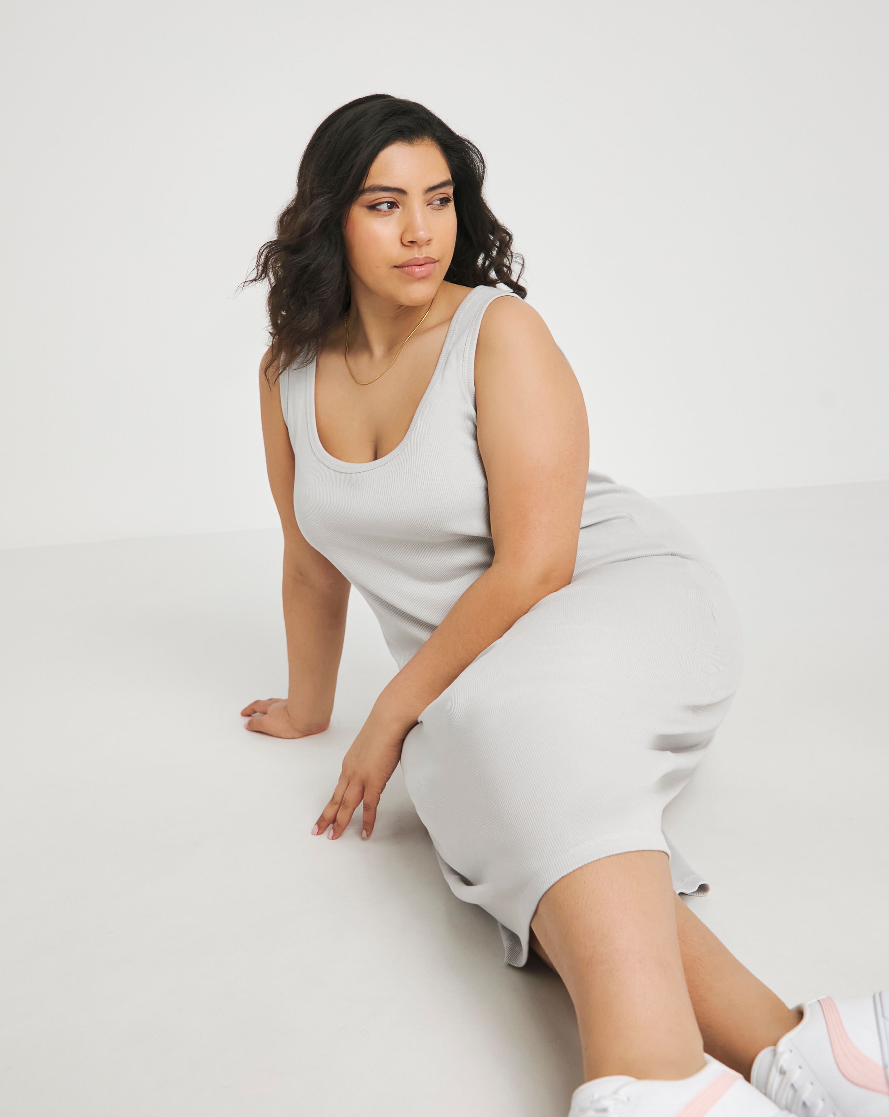 Simply Be - Women's Grey Ribbed Midi Dress - Size 10 - Grey